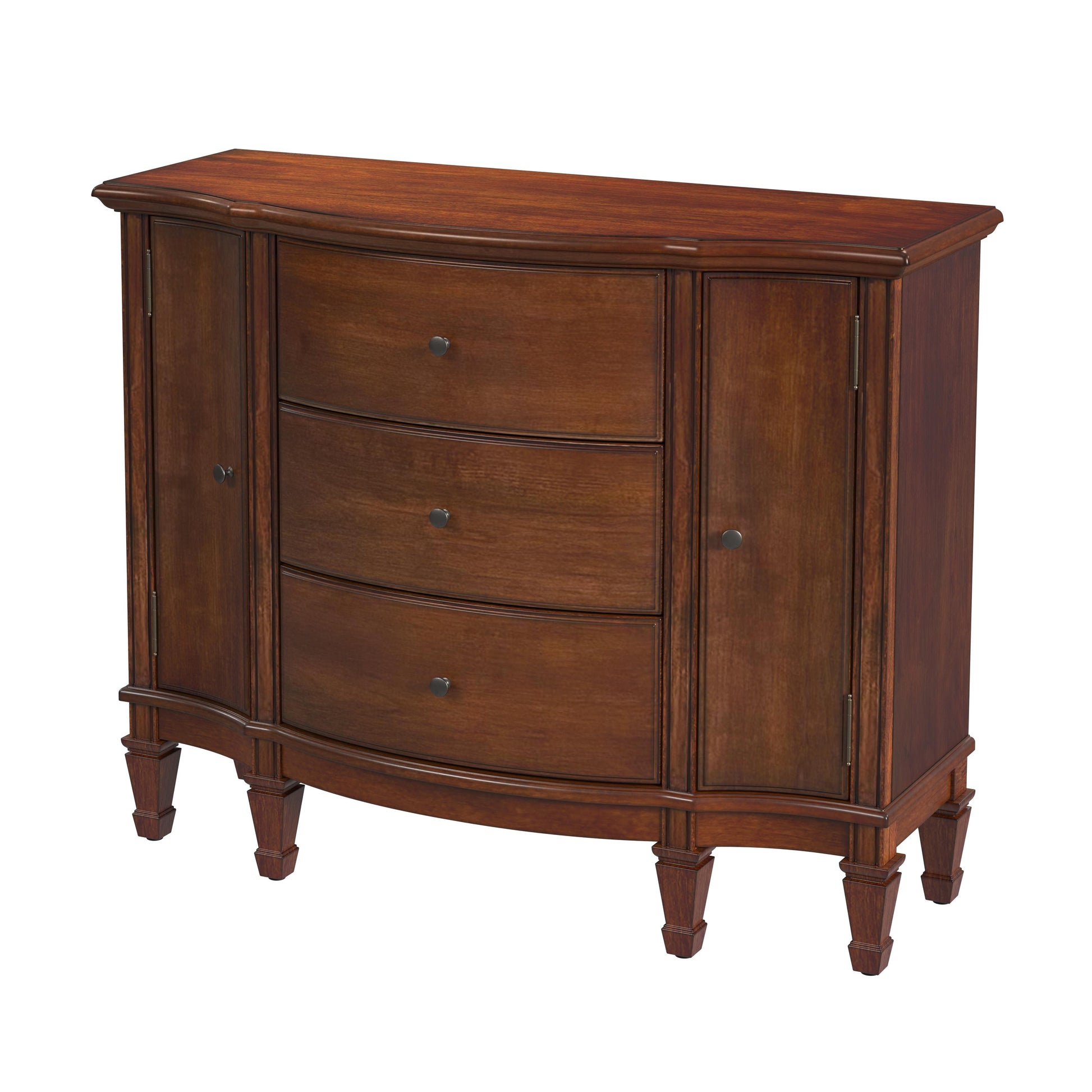 Butler Specialty Company Sheffield 40 in. W Demilune Wood 3 Drawer 2 Door Accent Cabinet, Medium Brown