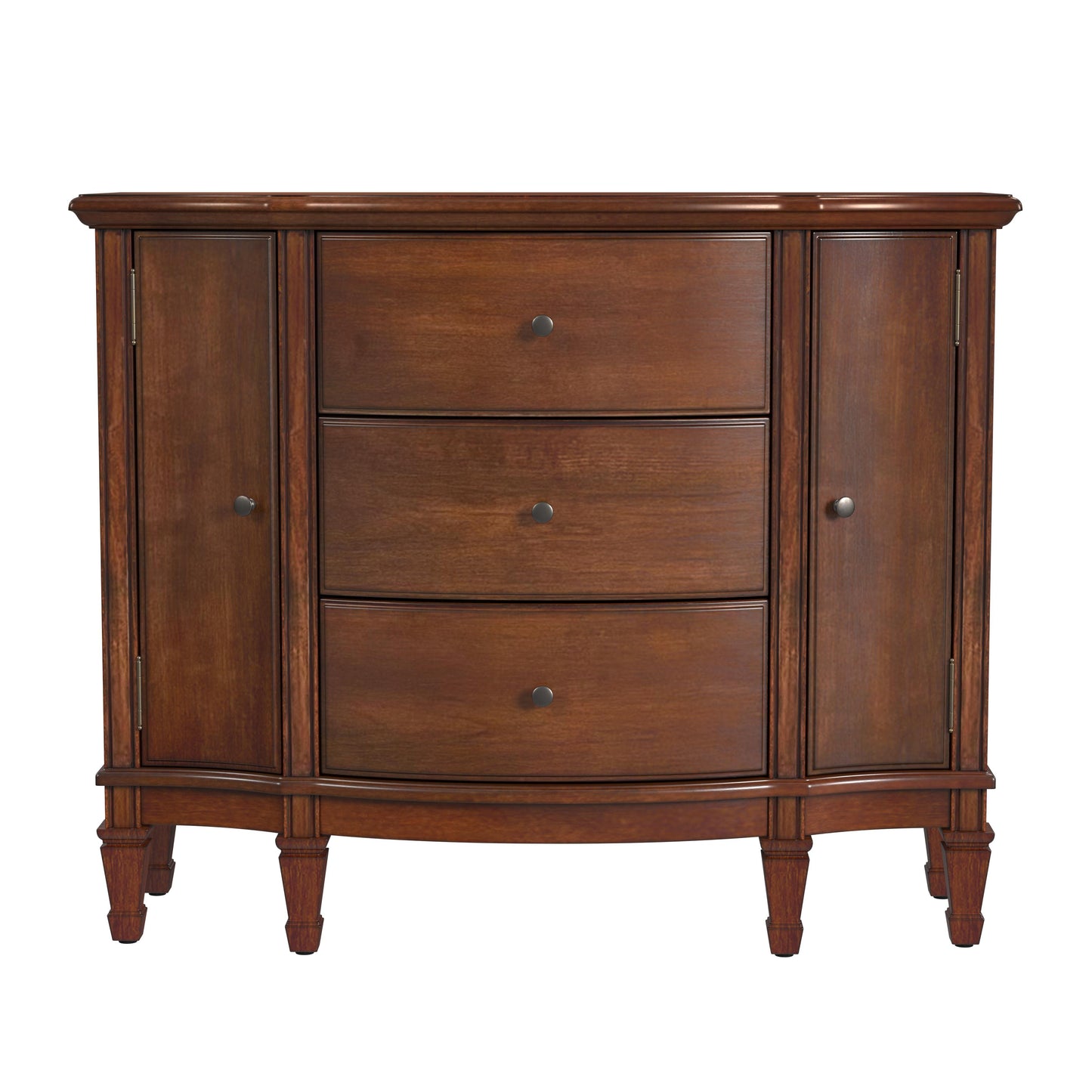 Butler Specialty Company Sheffield 40 in. W Demilune Wood 3 Drawer 2 Door Accent Cabinet, Medium Brown