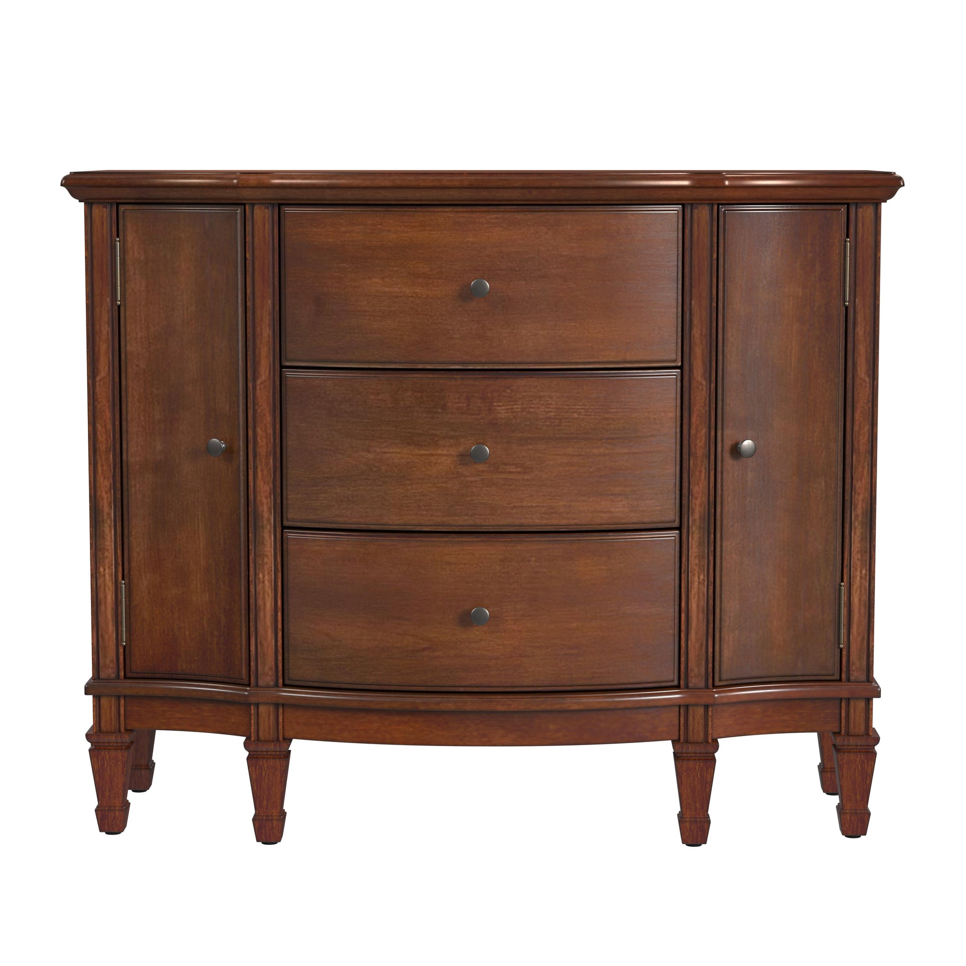 Butler Specialty Company Sheffield 40 in. W Demilune Wood 3 Drawer 2 Door Accent Cabinet, Medium Brown