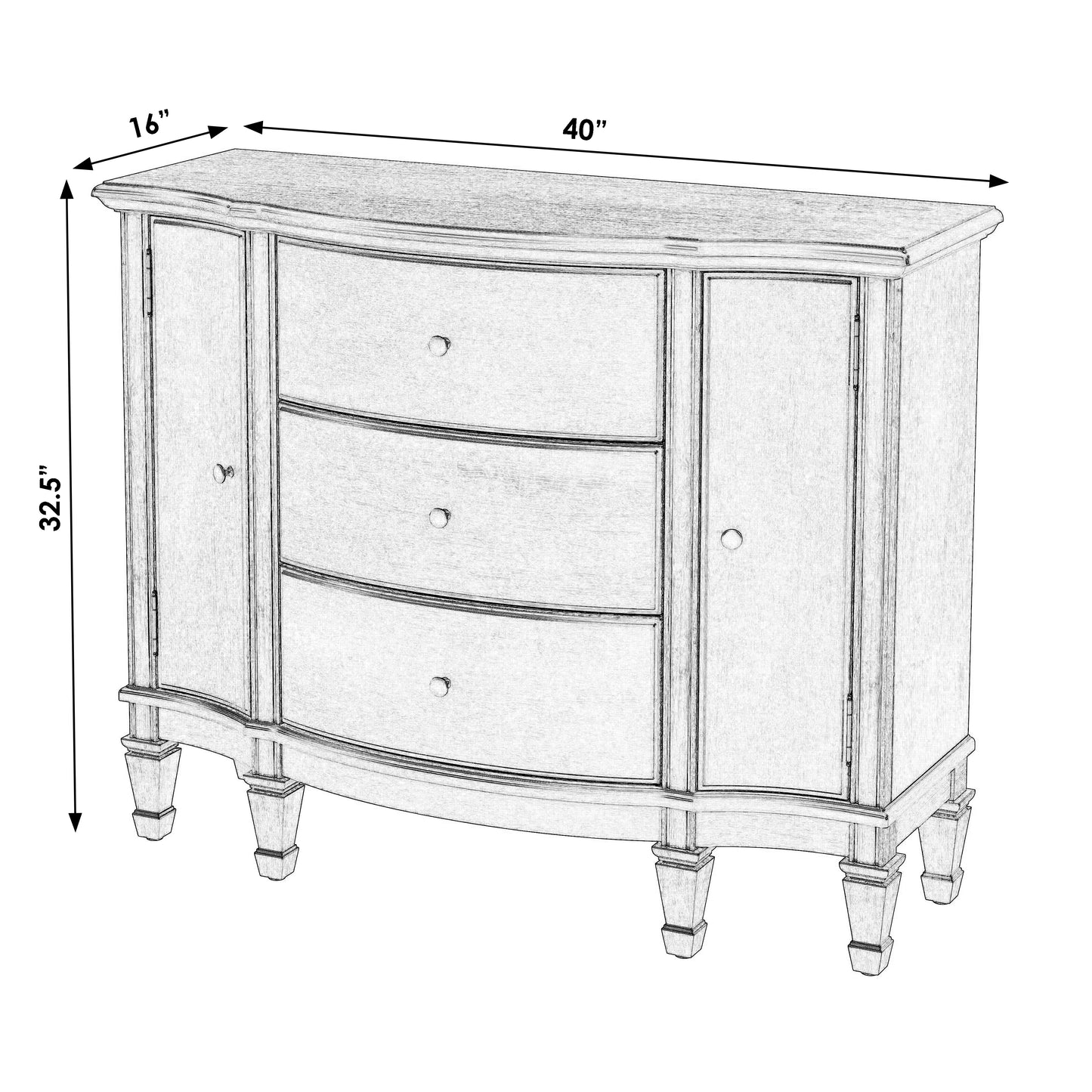 Butler Specialty Company Sheffield 40 in. W Demilune Wood 3 Drawer 2 Door Accent Cabinet, Dark Brown