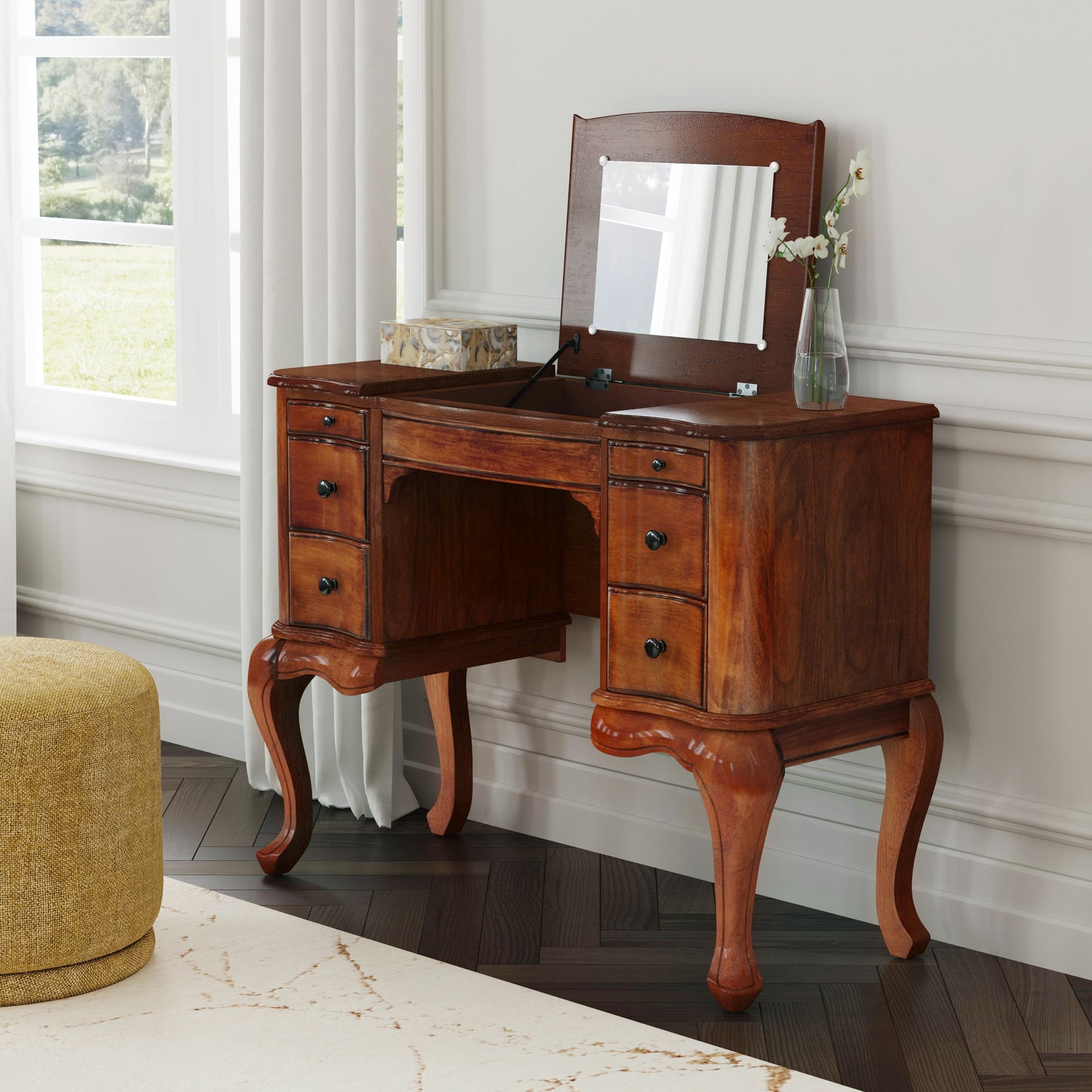 Charlotte Vanity Desk with Storage in Brown 0735101