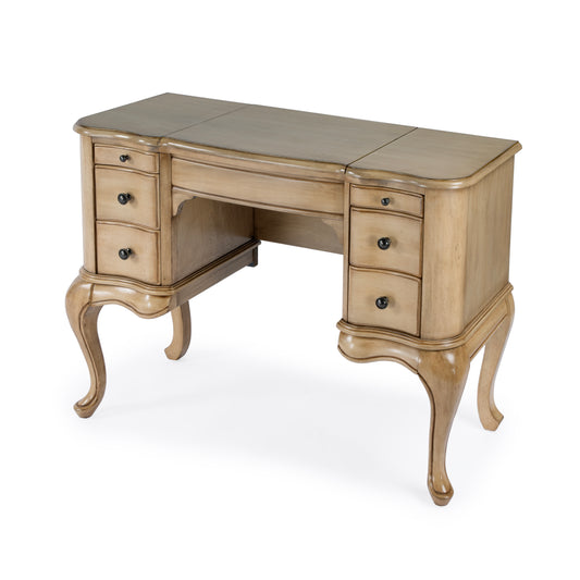 Butler Specialty Company Charlotte 40 in. W Rectangular Wood Vanity/Valet Desk with Storage Drawers and Mirror, Beige