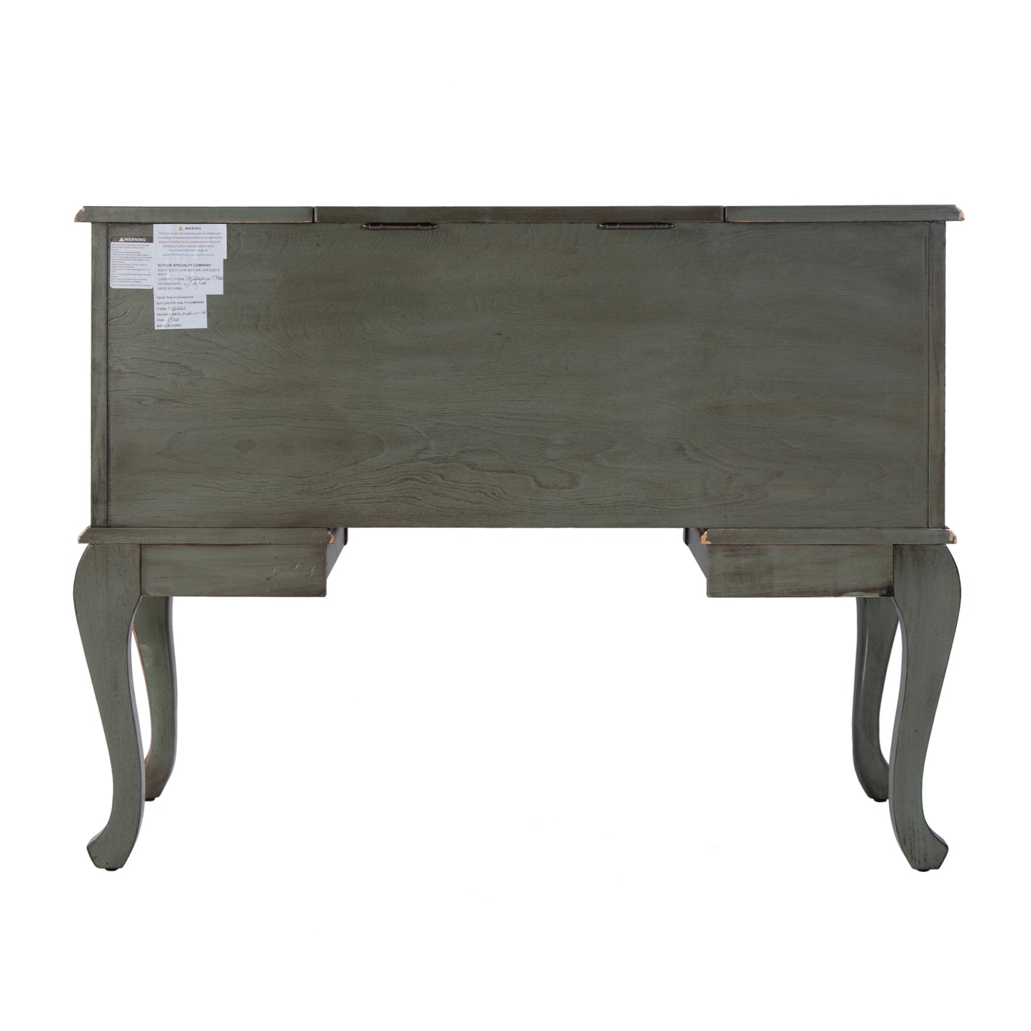 Butler Specialty Company Charlotte 40 in. W Rectangular Wood Vanity/Valet Desk with Storage Drawers and Mirror, Pastel Green