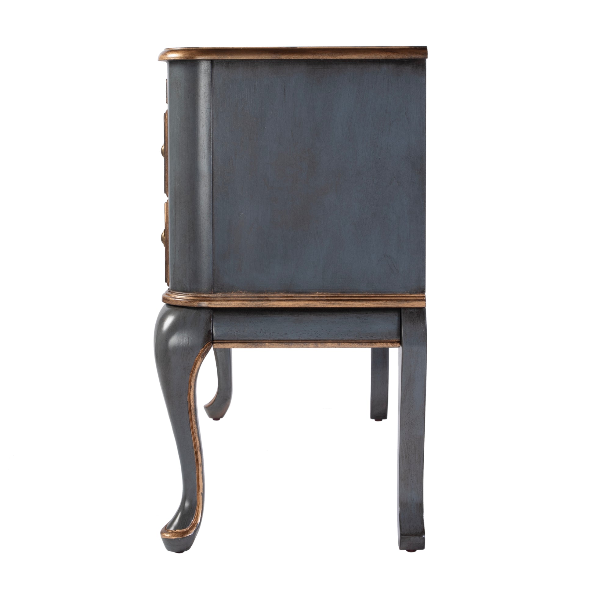 Butler Specialty Company Charlotte 40 in. W Rectangular Wood Vanity/Valet Desk with Storage Drawers and Mirror, Pastel Blue