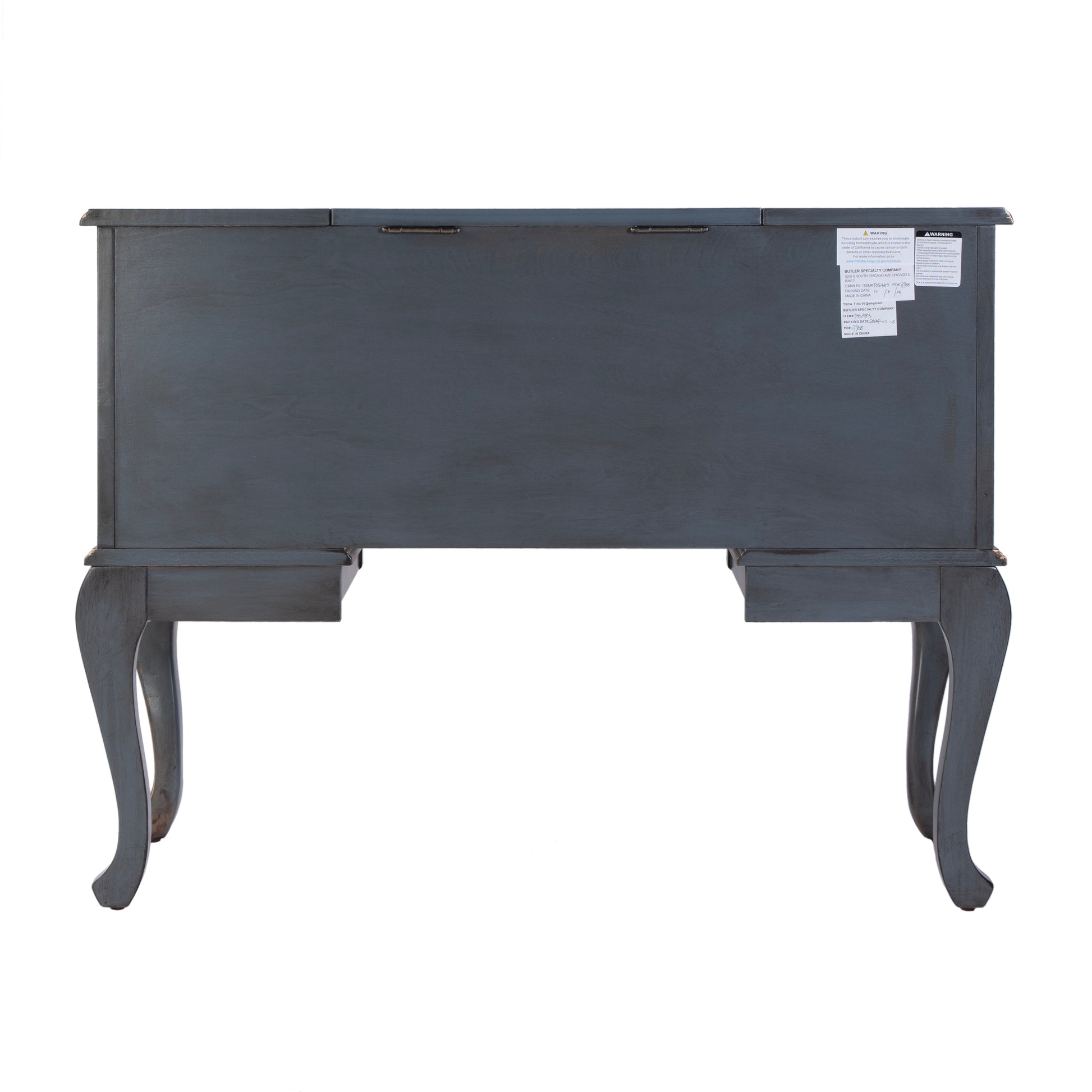 Butler Specialty Company Charlotte 40 in. W Rectangular Wood Vanity/Valet Desk with Storage Drawers and Mirror, Pastel Blue