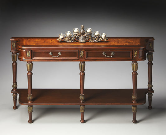 Butler Specialty Company Merrion 60 in. W Rectangular Wood 2 Drawer Traditional Console Table with Lower Open Shelf, Dark Brown