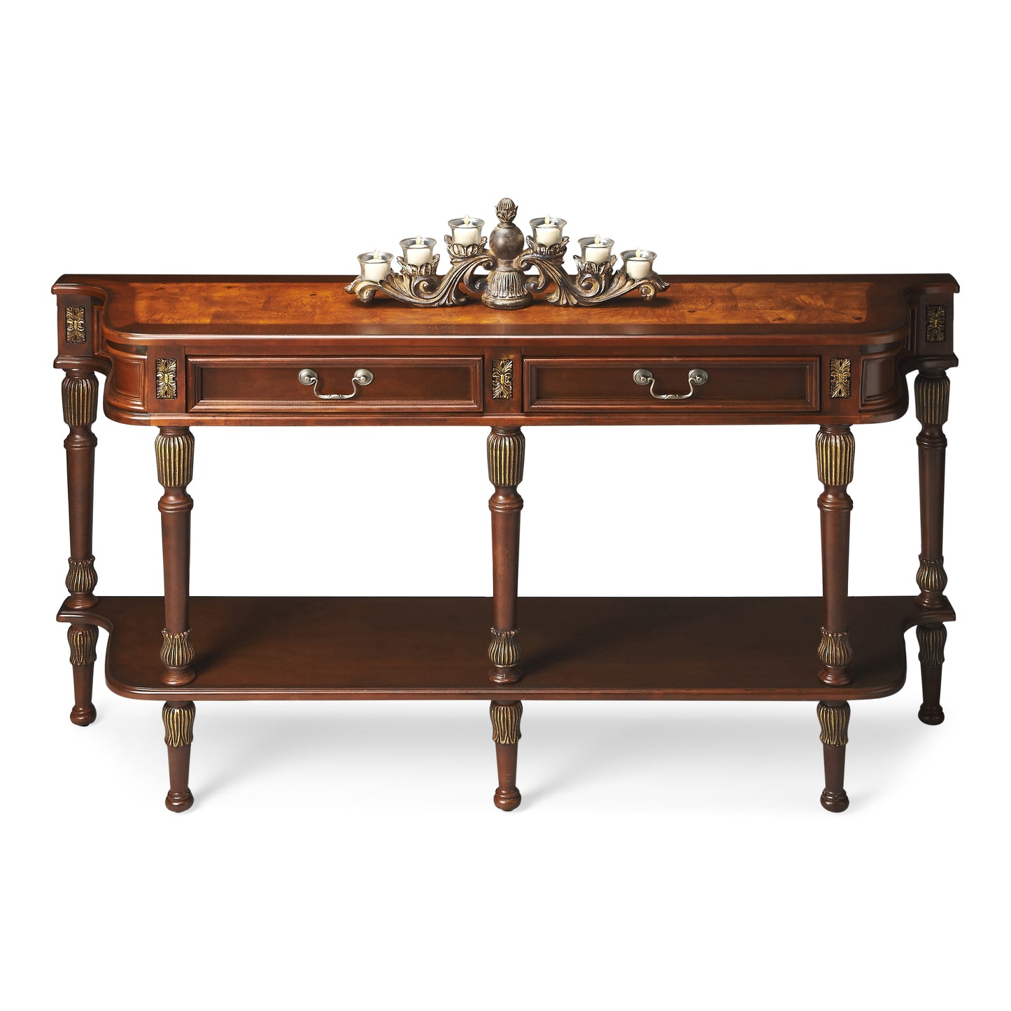 Butler Specialty Company Merrion 60 in. W Rectangular Wood 2 Drawer Traditional Console Table with Lower Open Shelf, Dark Brown