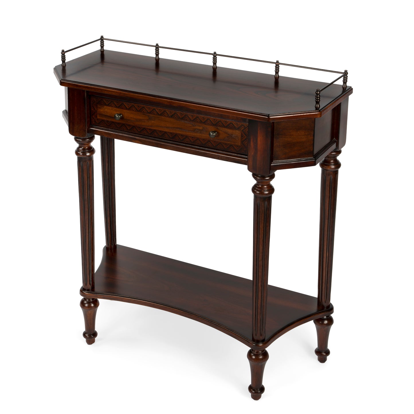 Butler Specialty Company Charleston 30 in. W Demilune Wood 1 Drawer Console Table with Lower Open Shelf, Dark Brown