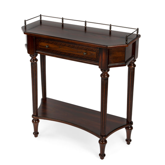 Butler Specialty Company Charleston 30 in. W Demilune Wood 1 Drawer Console Table with Lower Open Shelf, Dark Brown