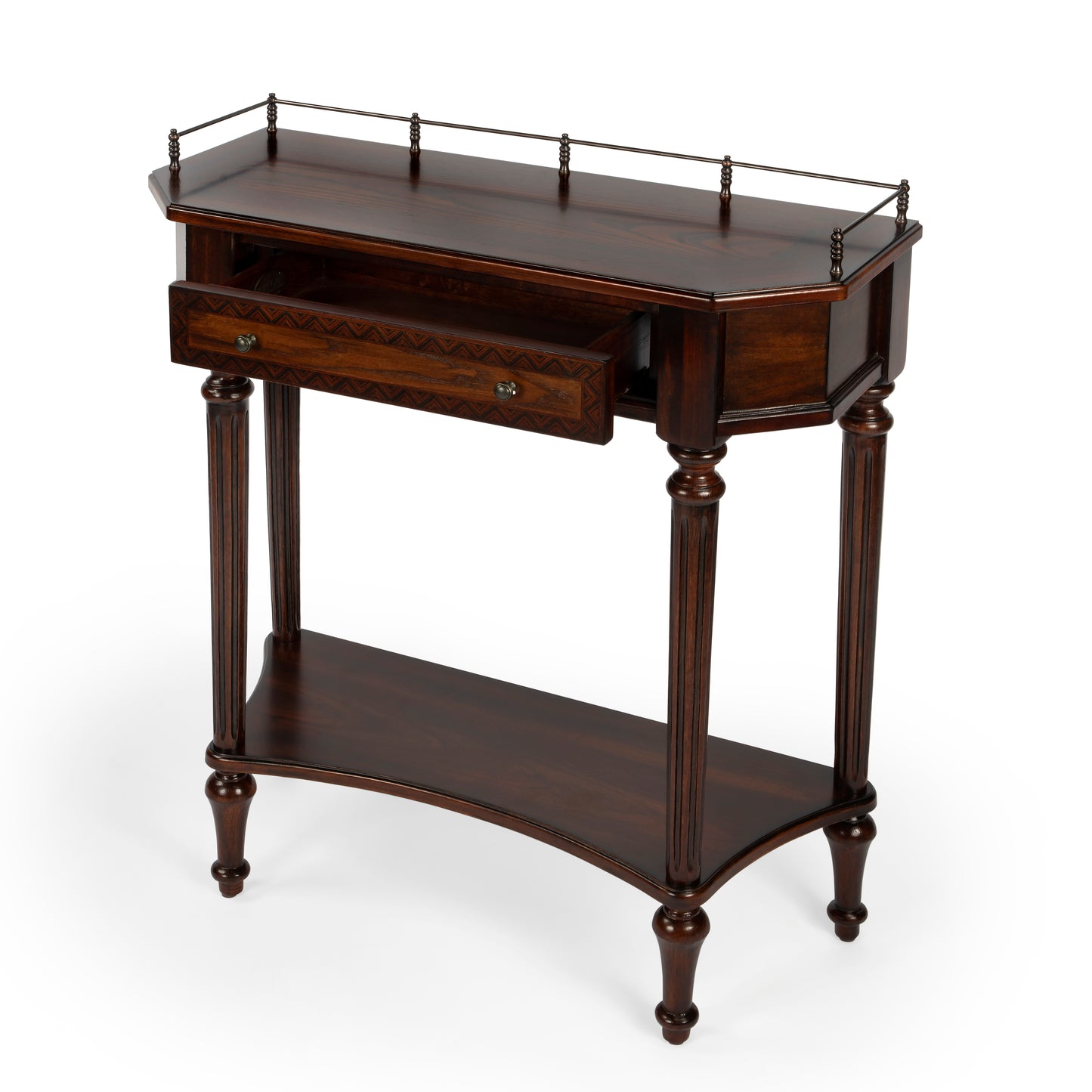 Butler Specialty Company Charleston 30 in. W Demilune Wood 1 Drawer Console Table with Lower Open Shelf, Dark Brown