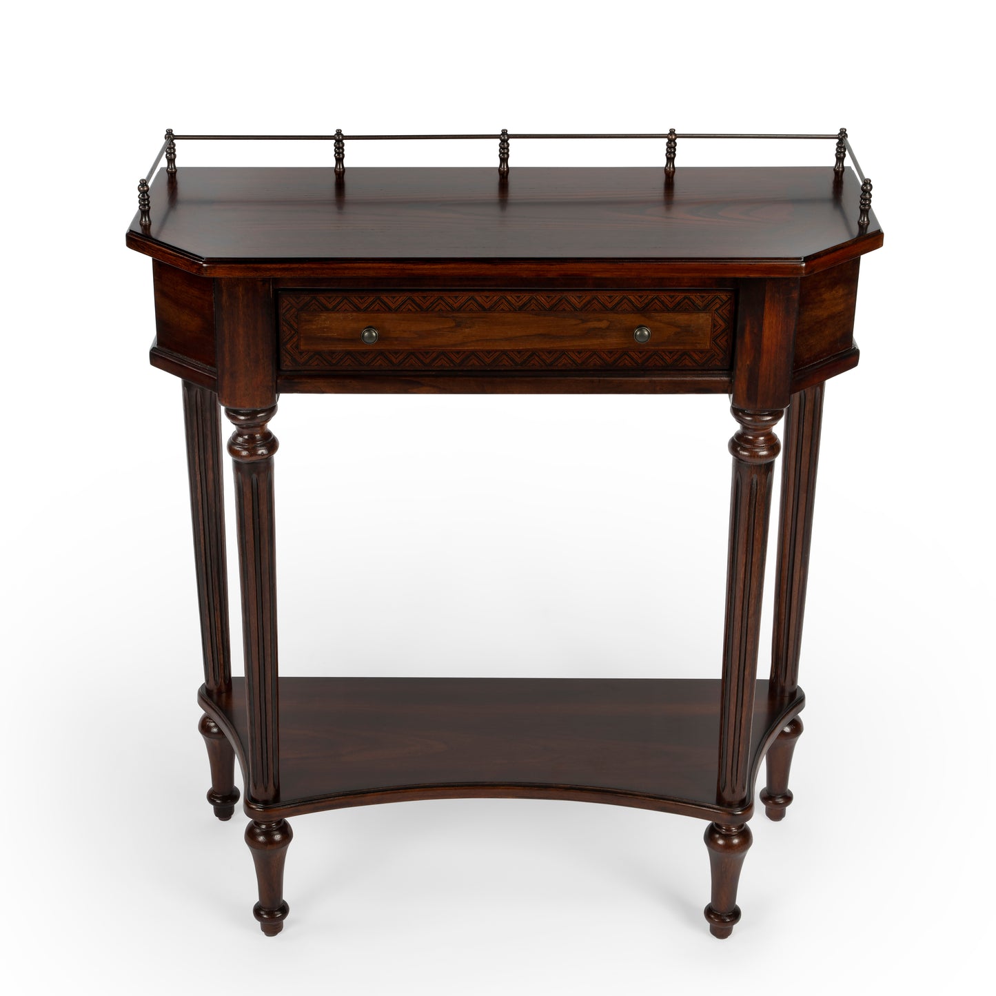 Butler Specialty Company Charleston 30 in. W Demilune Wood 1 Drawer Console Table with Lower Open Shelf, Dark Brown