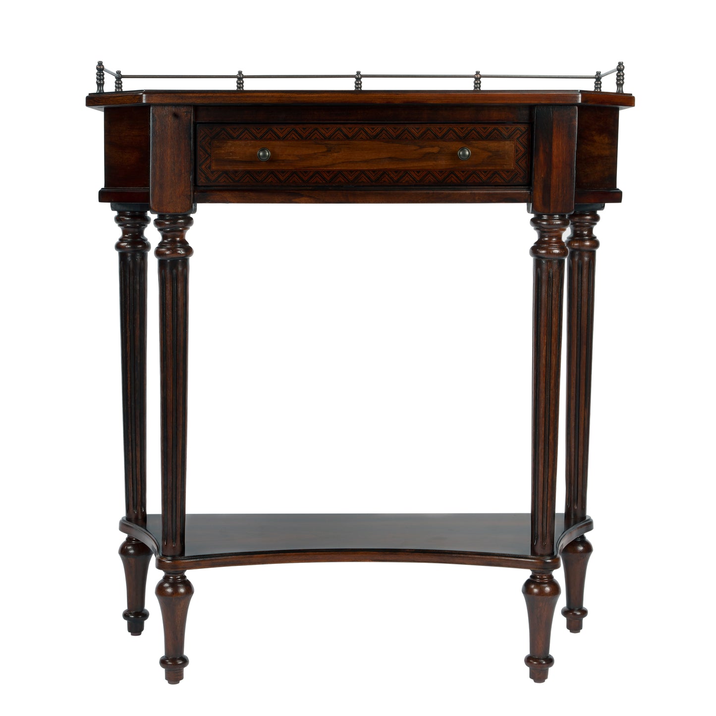 Butler Specialty Company Charleston 30 in. W Demilune Wood 1 Drawer Console Table with Lower Open Shelf, Dark Brown