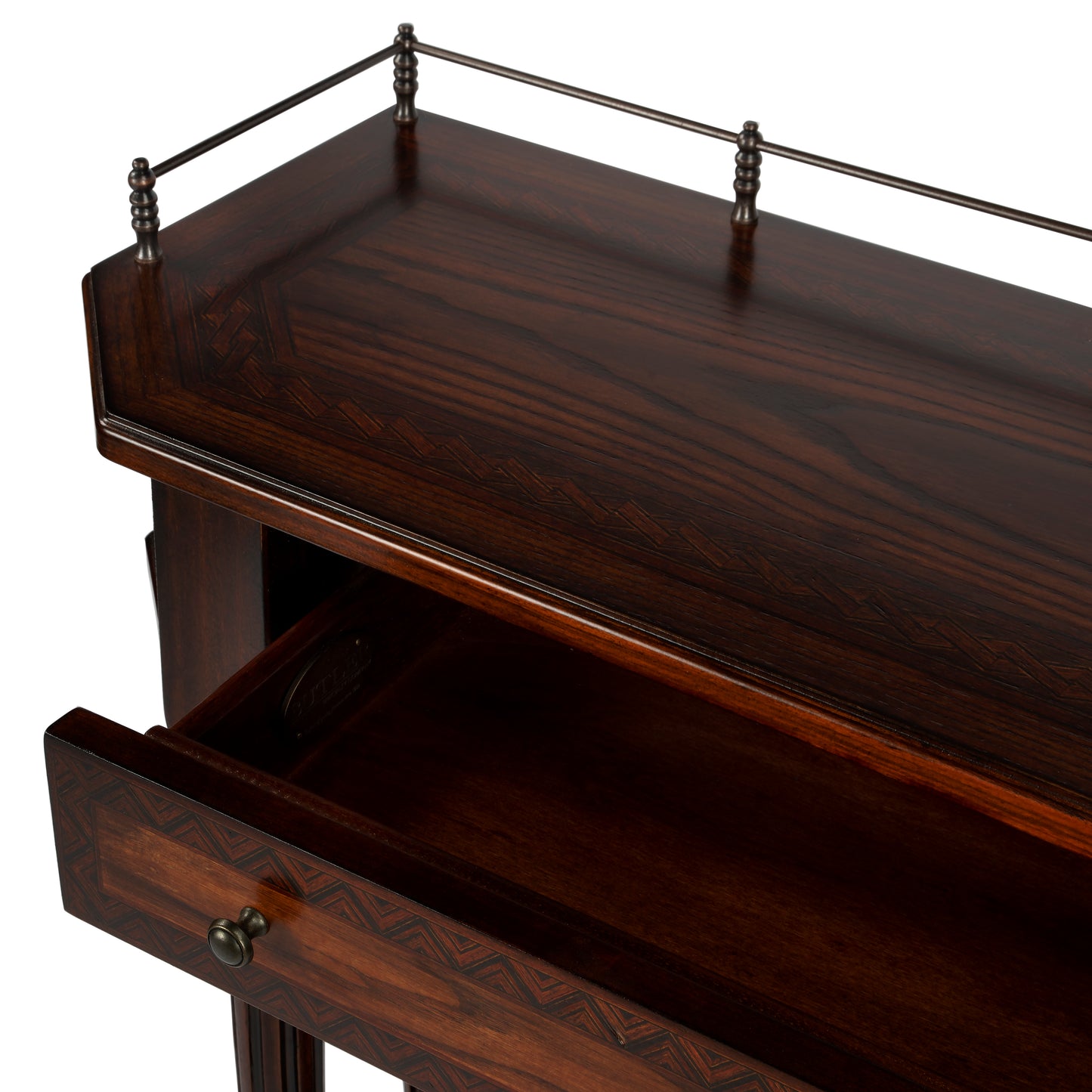 Butler Specialty Company Charleston 30 in. W Demilune Wood 1 Drawer Console Table with Lower Open Shelf, Dark Brown
