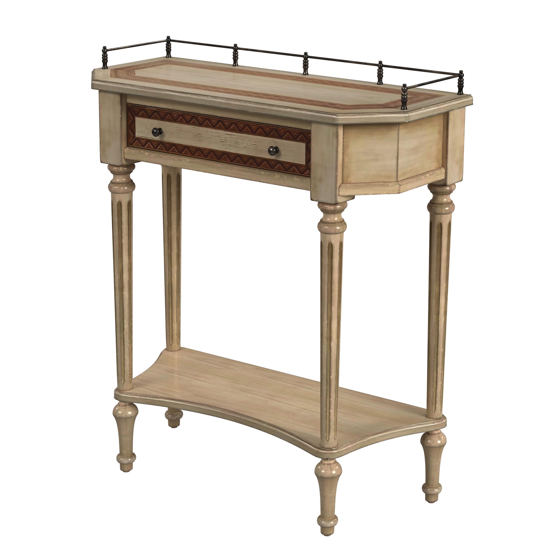 Butler Specialty Company Charleston 30 in. W Demilune Wood 1 Drawer Console Table with Lower Open Shelf, Beige