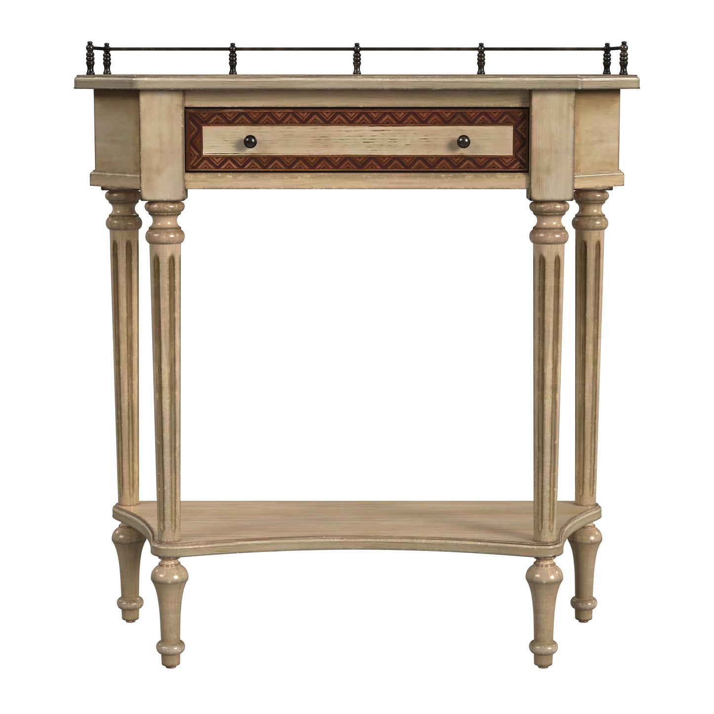 Butler Specialty Company Charleston 30 in. W Demilune Wood 1 Drawer Console Table with Lower Open Shelf, Beige