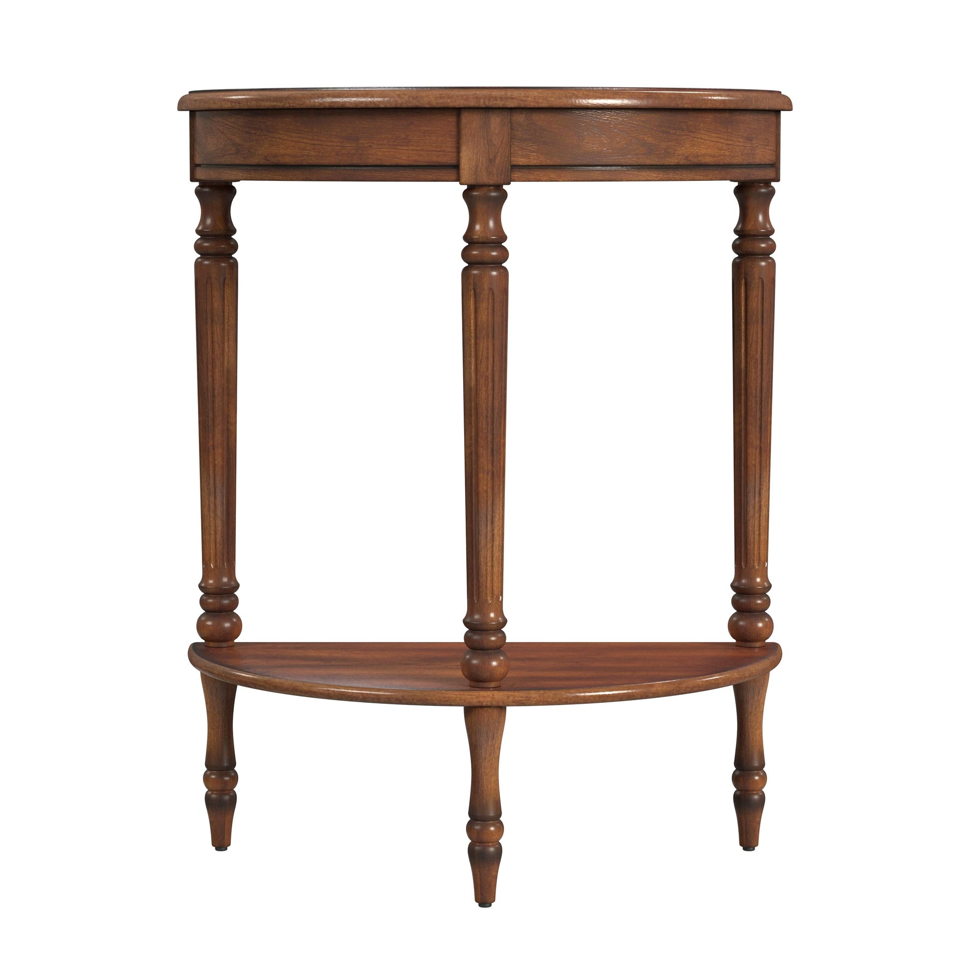 Butler Specialty Company Bellini  24 in. W Demilune Wood Console Table with Lower Open Shelf, Medium Brown