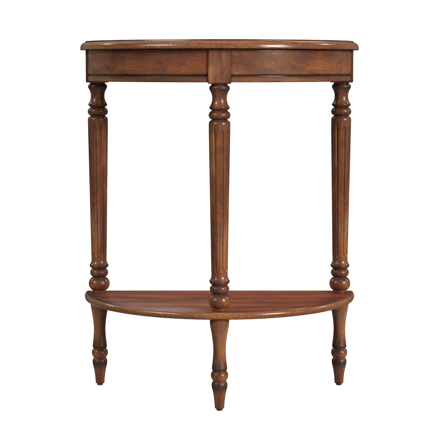 Butler Specialty Company Bellini  24 in. W Demilune Wood Console Table with Lower Open Shelf, Medium Brown