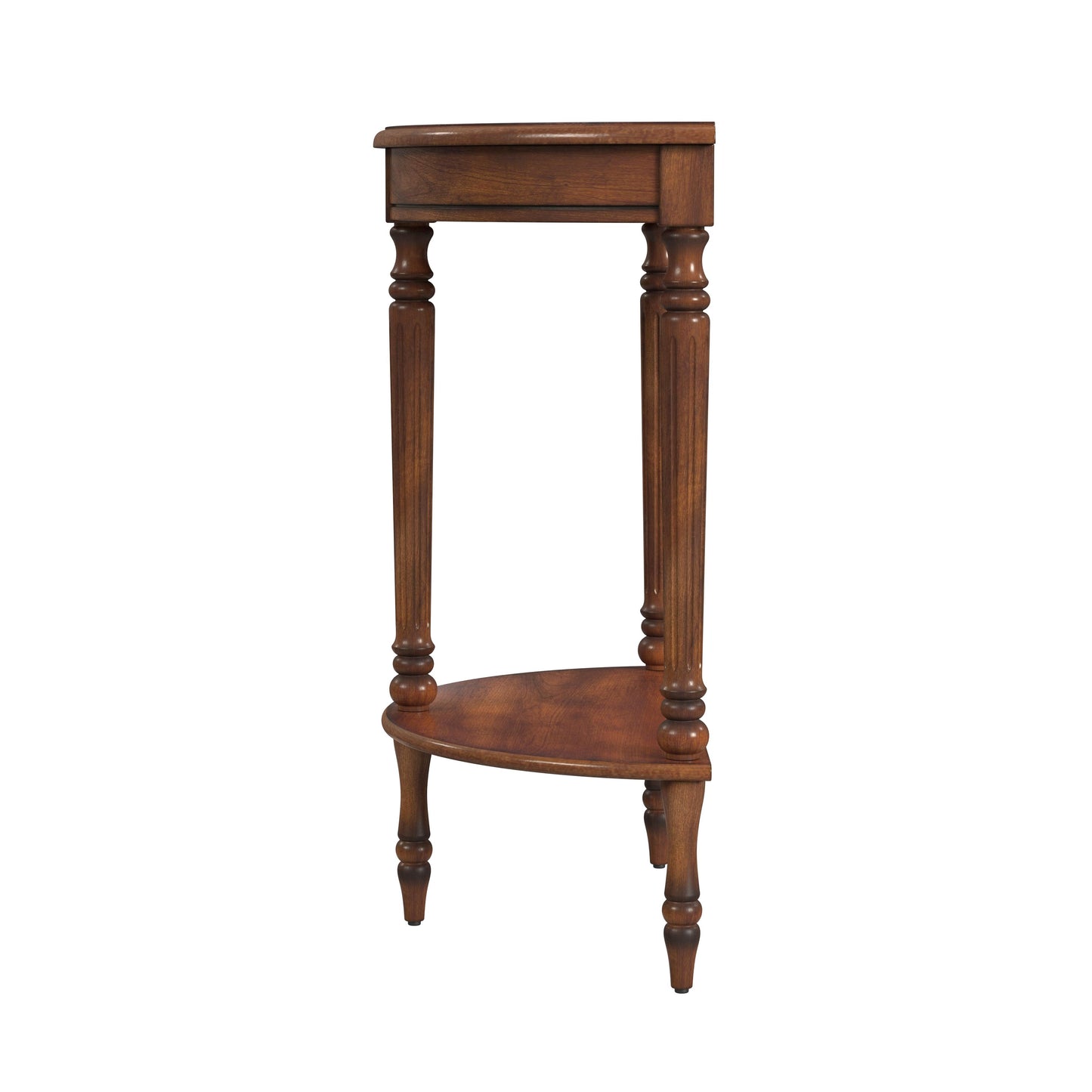 Butler Specialty Company Bellini  24 in. W Demilune Wood Console Table with Lower Open Shelf, Medium Brown