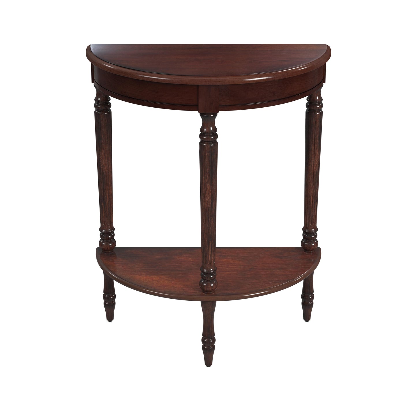 Butler Specialty Company Bellini  24 in. W Demilune Wood Console Table with Lower Open Shelf, Dark Brown