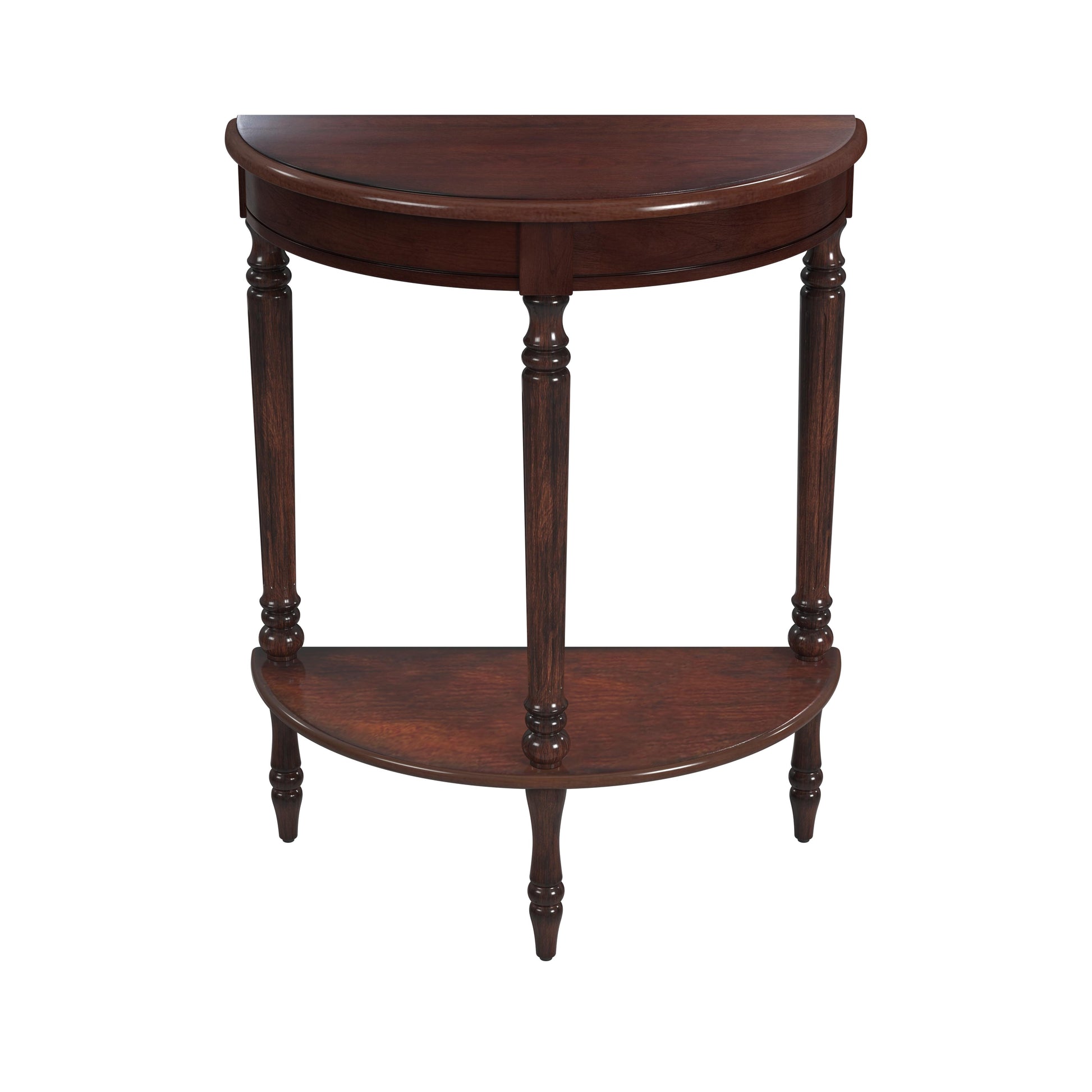 Butler Specialty Company Bellini  24 in. W Demilune Wood Console Table with Lower Open Shelf, Dark Brown