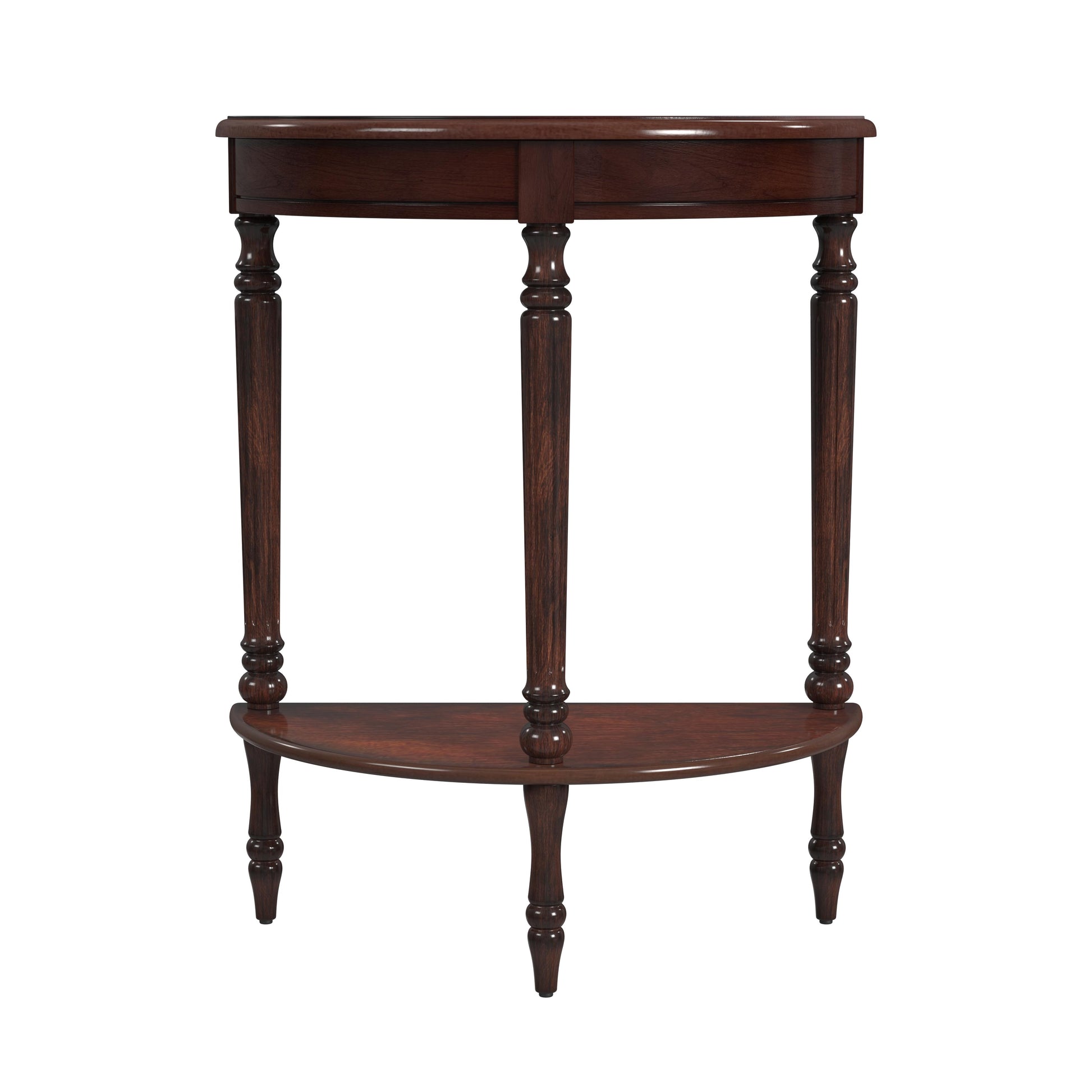 Butler Specialty Company Bellini  24 in. W Demilune Wood Console Table with Lower Open Shelf, Dark Brown