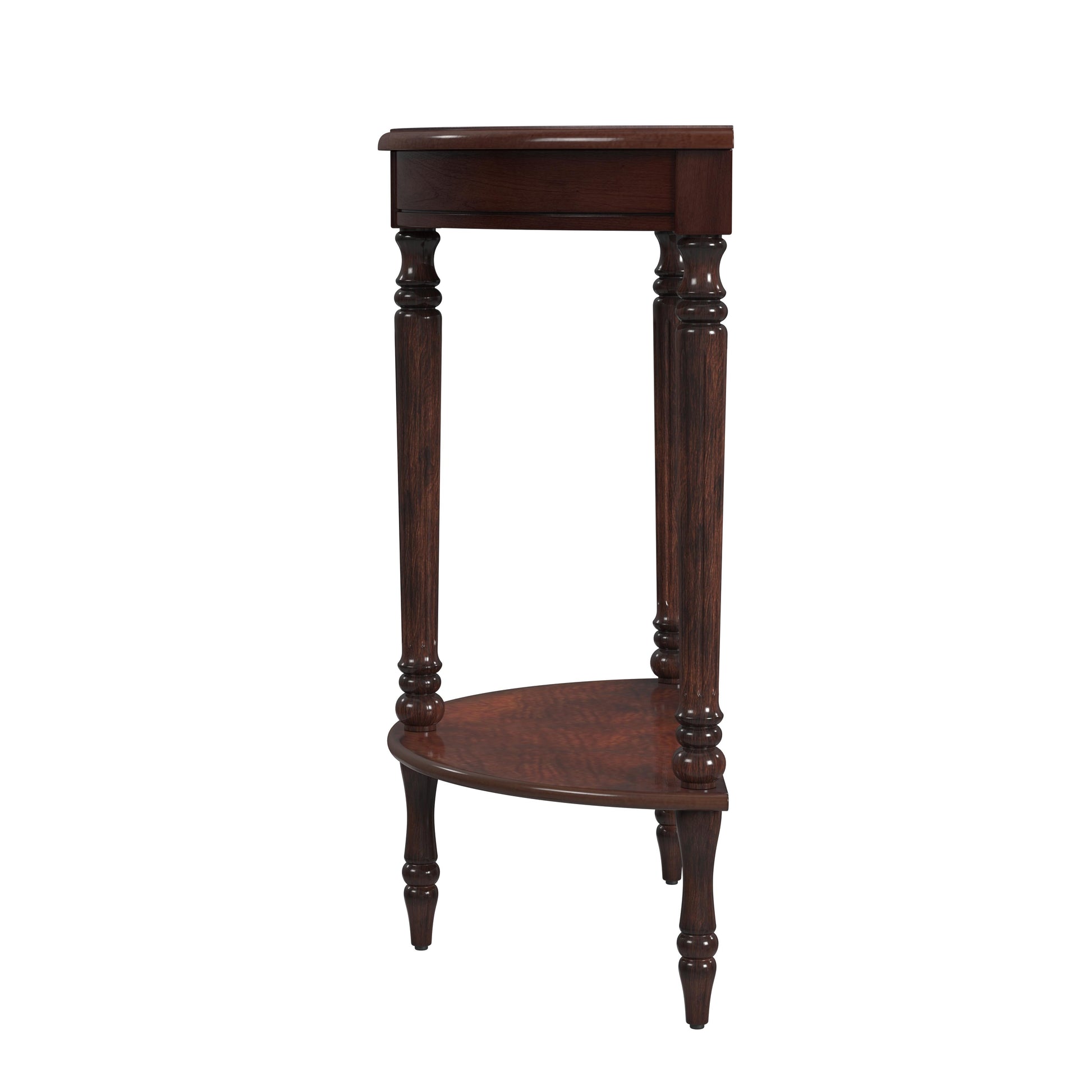 Butler Specialty Company Bellini  24 in. W Demilune Wood Console Table with Lower Open Shelf, Dark Brown