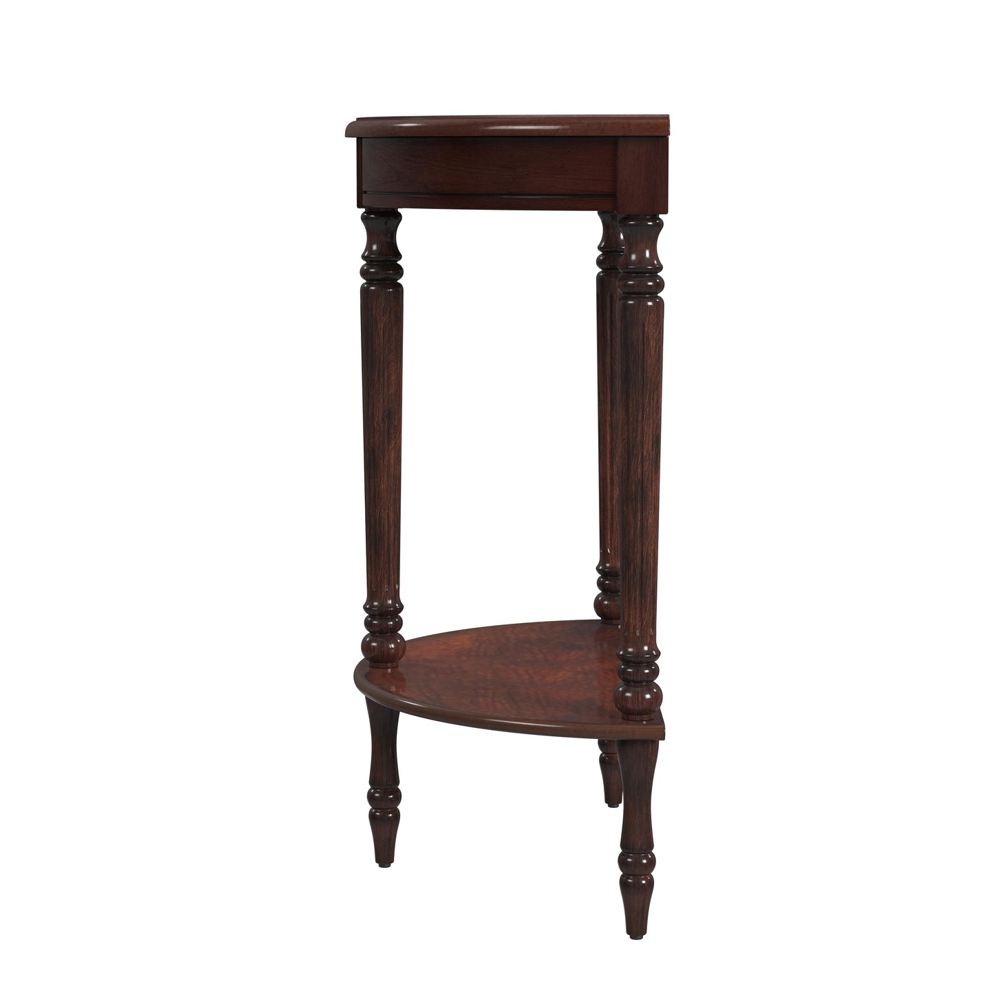 Butler Specialty Company Bellini  24 in. W Demilune Wood Console Table with Lower Open Shelf, Dark Brown