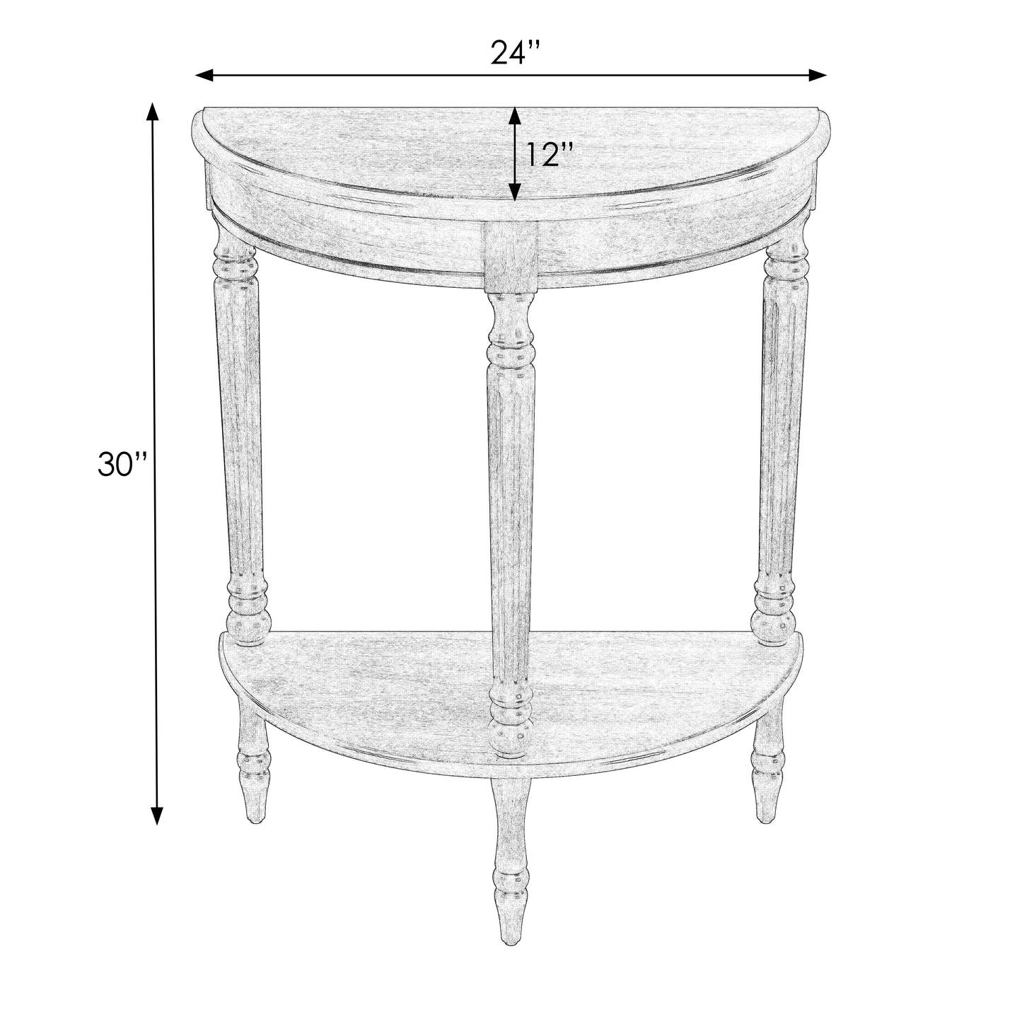 Butler Specialty Company Bellini  24 in. W Demilune Wood Console Table with Lower Open Shelf, Dark Brown