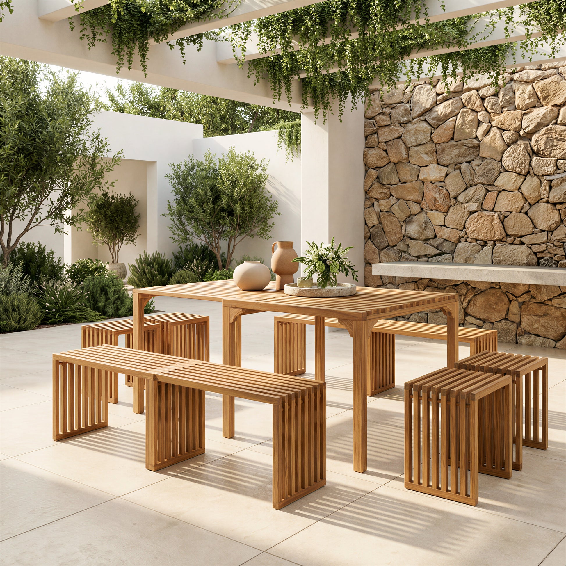 Riviera Extendable Bench (Set of 2) Natural - 7