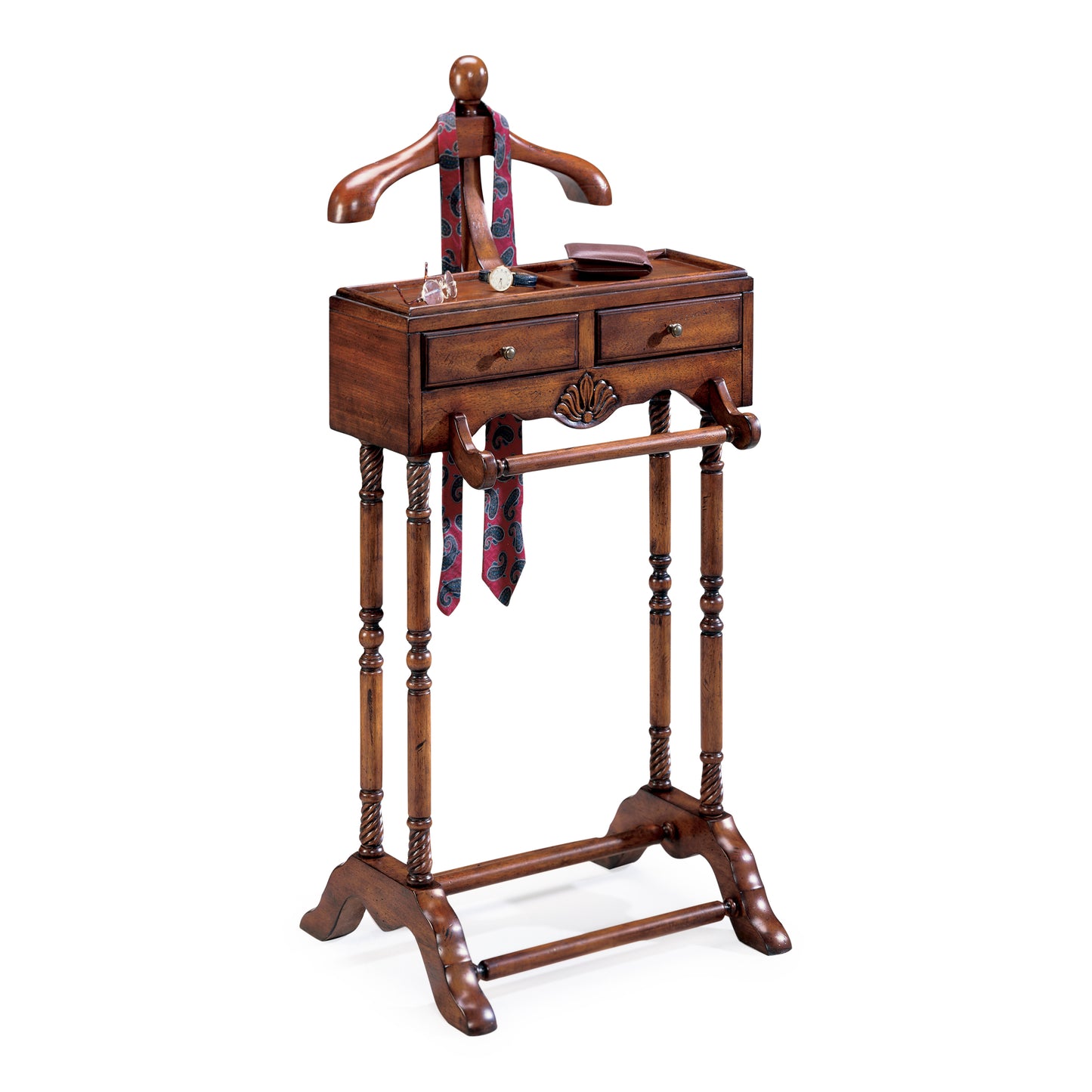 Butler Specialty Company Petrov 22 in. W Rectangular Wood 2 Drawer Valet Stand, Dark Brown