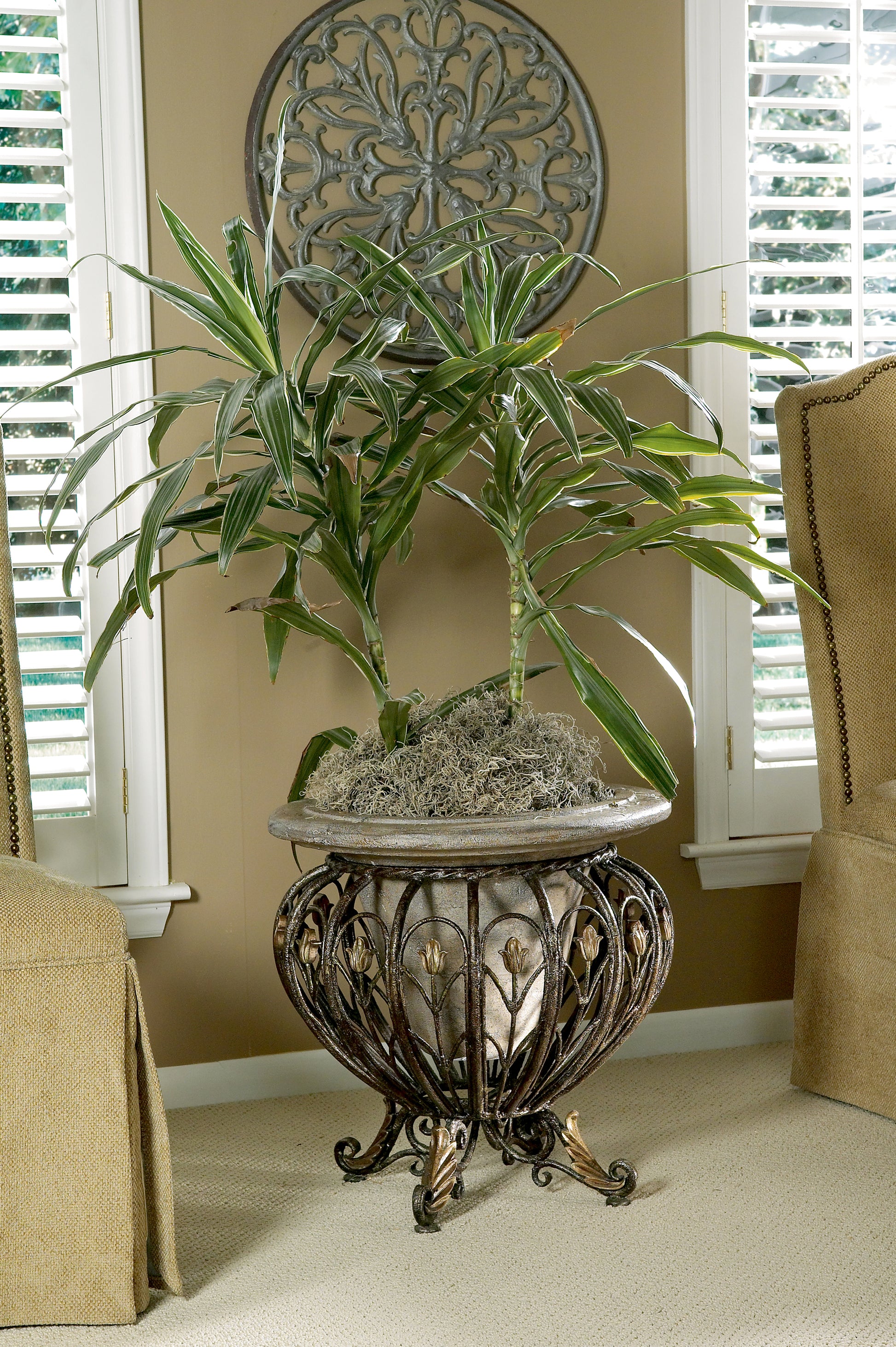 Butler Specialty Company Matthias 20 in. W x 20 in. H Metal and Stone Decorative Planter, Multi-Color