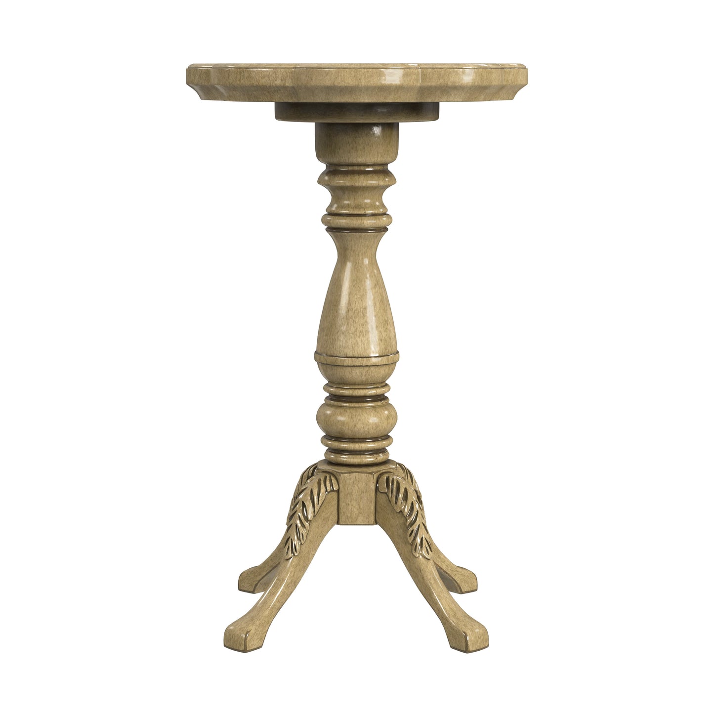 Butler Specialty Company Whitman 12 in. W Round Wood 4 Leg Pedestal Base Scalloped Edge Side Table, Beige
