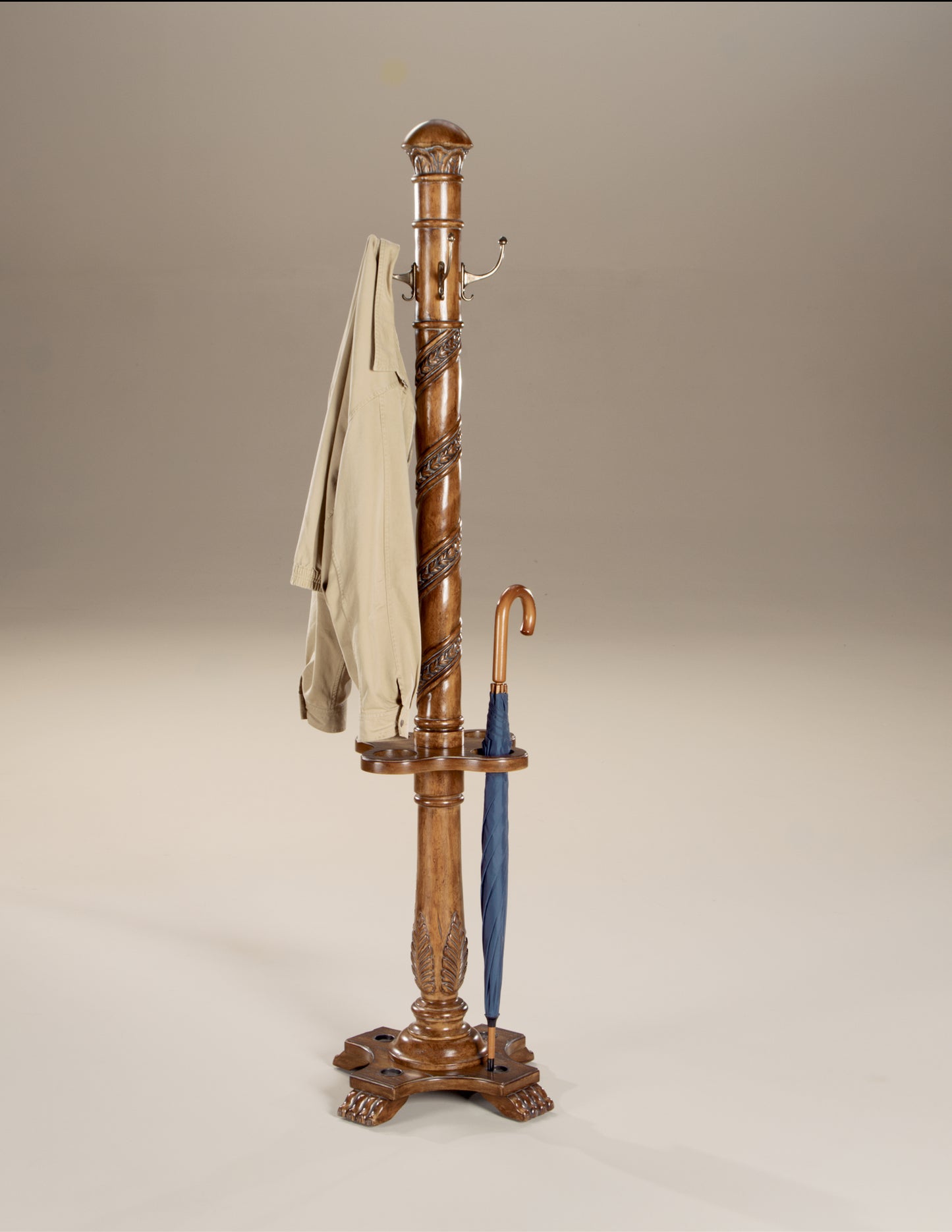 Laird Free-Standing Coat Rack With Umbrella Holder in Brown 0971001