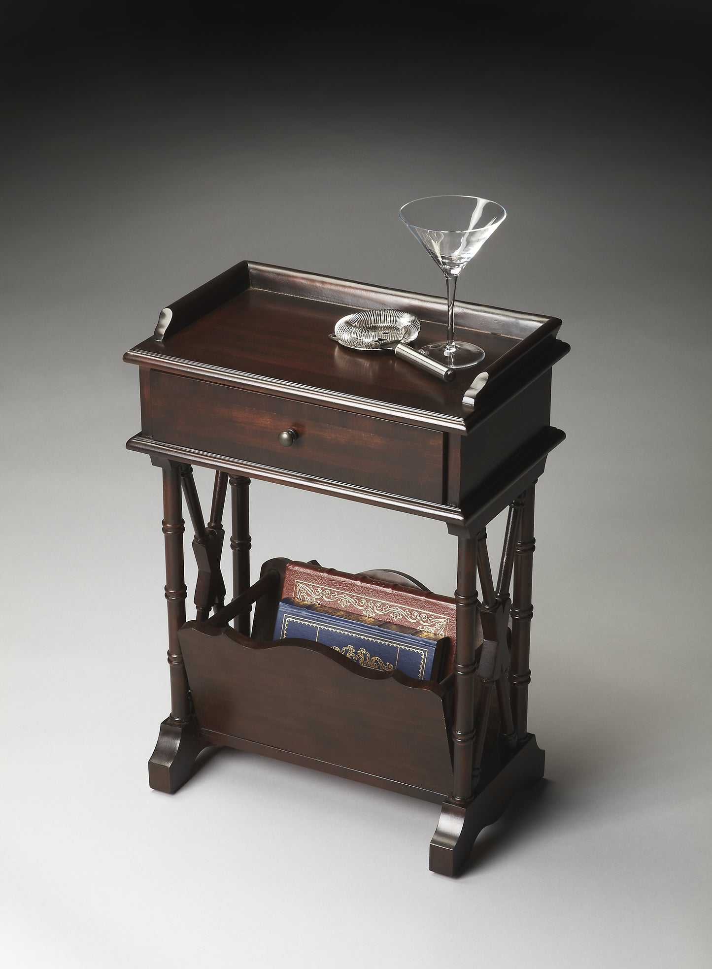 Cummings End Table with Storage in Black  0999234