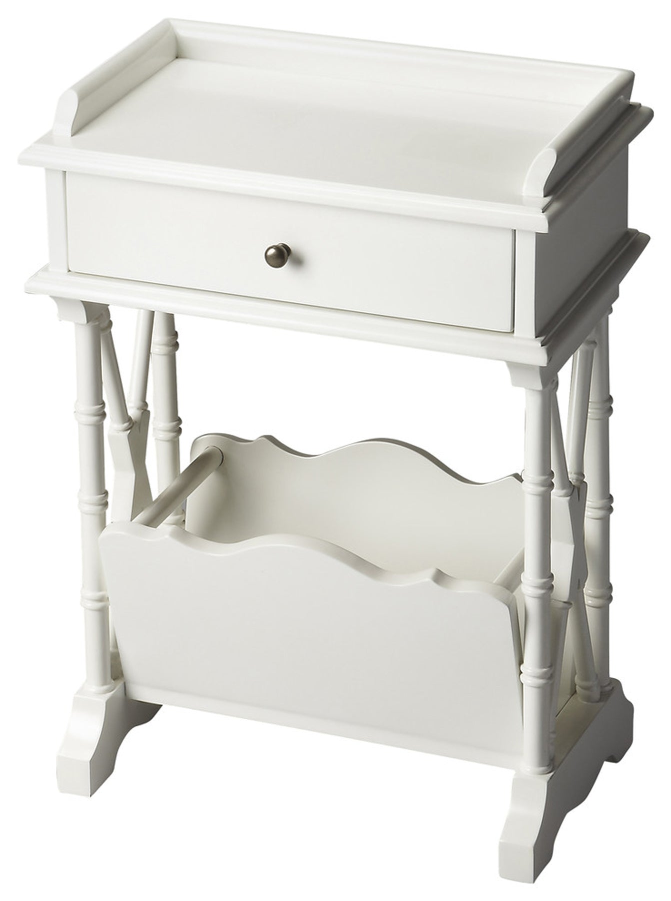Cummings End Table with Storage in White 0999304
