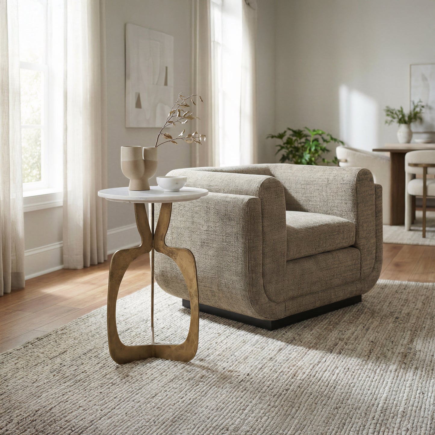 Sereneu Accent Chair Green Tweed - 9