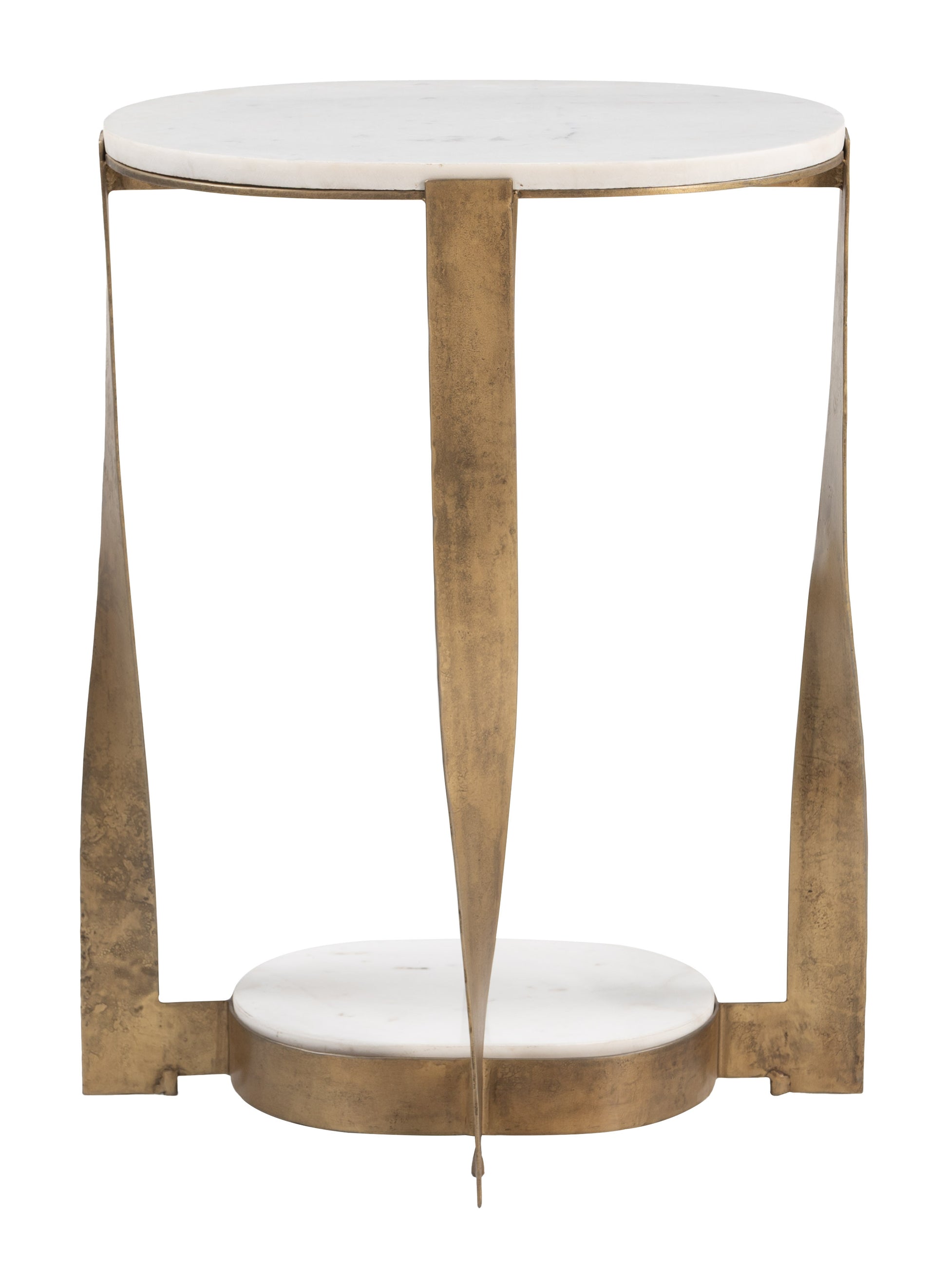 Orion Accent Table White & Brass - 3