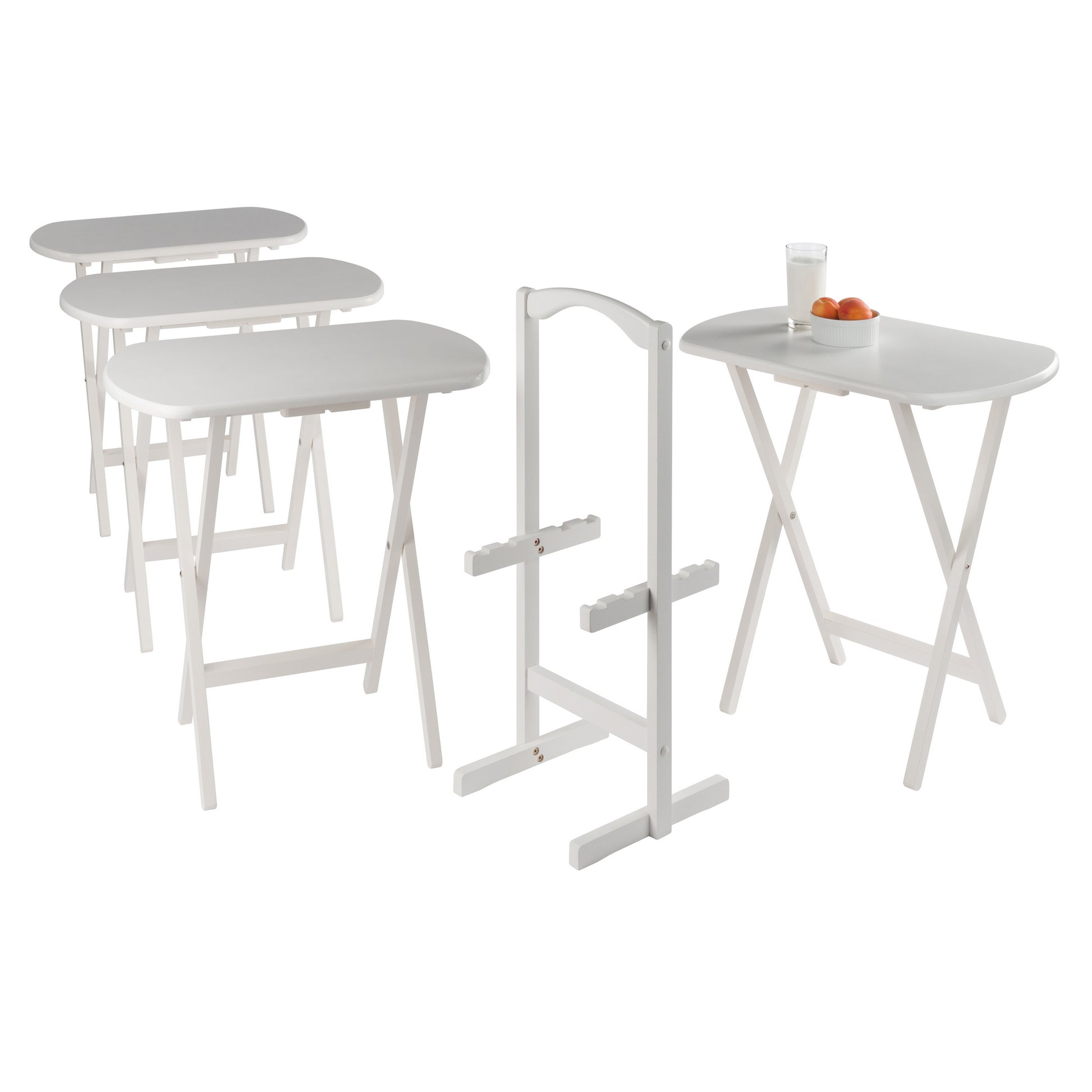 Corbett 5-Pc Oversized Snack Table Set, White