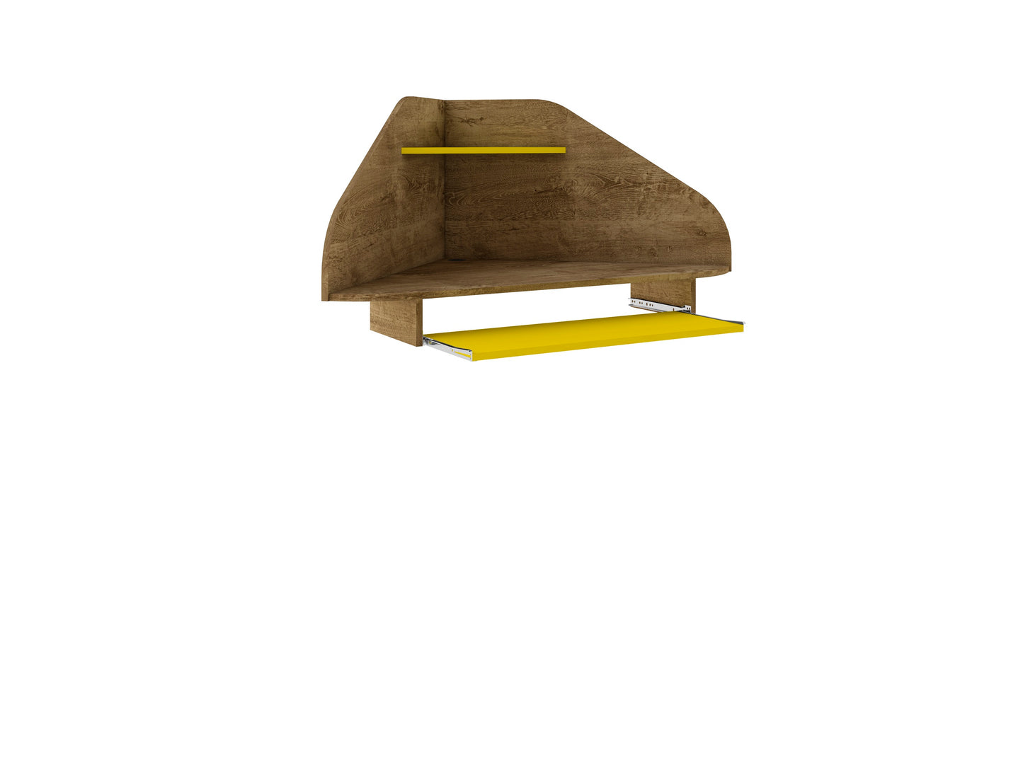 Manhattan Comfort Bradley Floating 2-Piece Cubicle Section Desk with Keyboard Shelf in Rustic Brown and Yellow 1-229BMC94