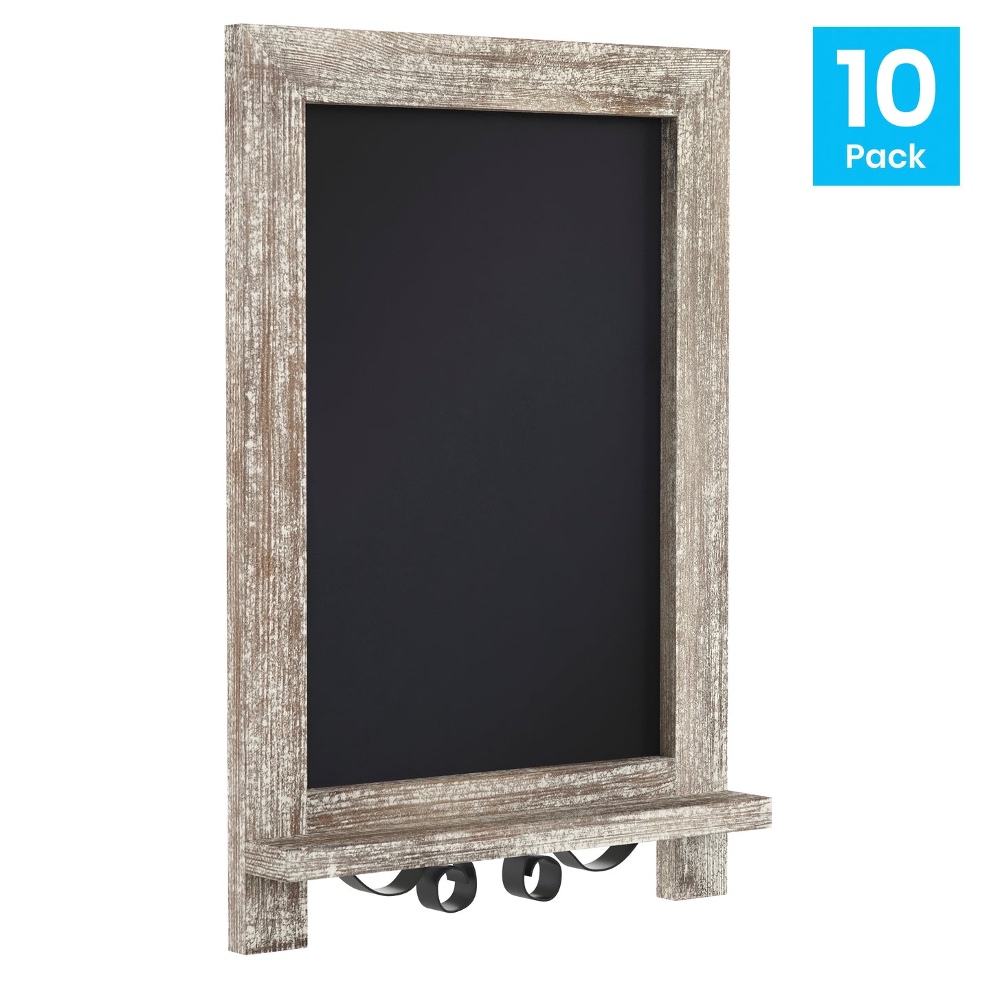 Canterbury 9.5" x 14" Weathered Tabletop Magnetic Chalkboards with Metal Scrolled Legs, Hanging Wall Chalkboards, Countertop Memo Boards, Set of 10 Weathered Brown