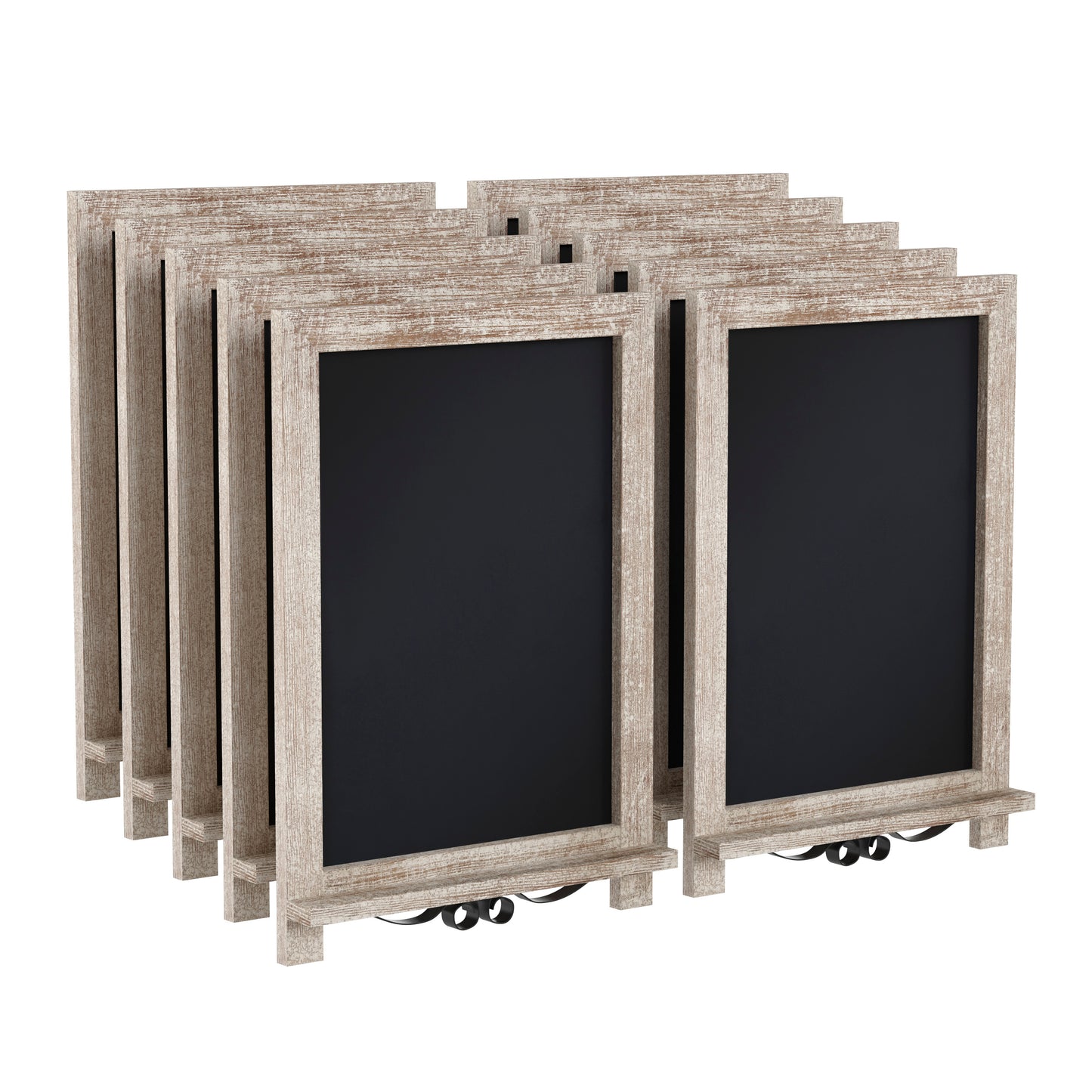Canterbury 12" x 17" Weathered Tabletop Magnetic Chalkboards with Metal Scrolled Legs, Hanging Wall Chalkboards, Countertop Memo Boards, Set of 10 Weathered Brown