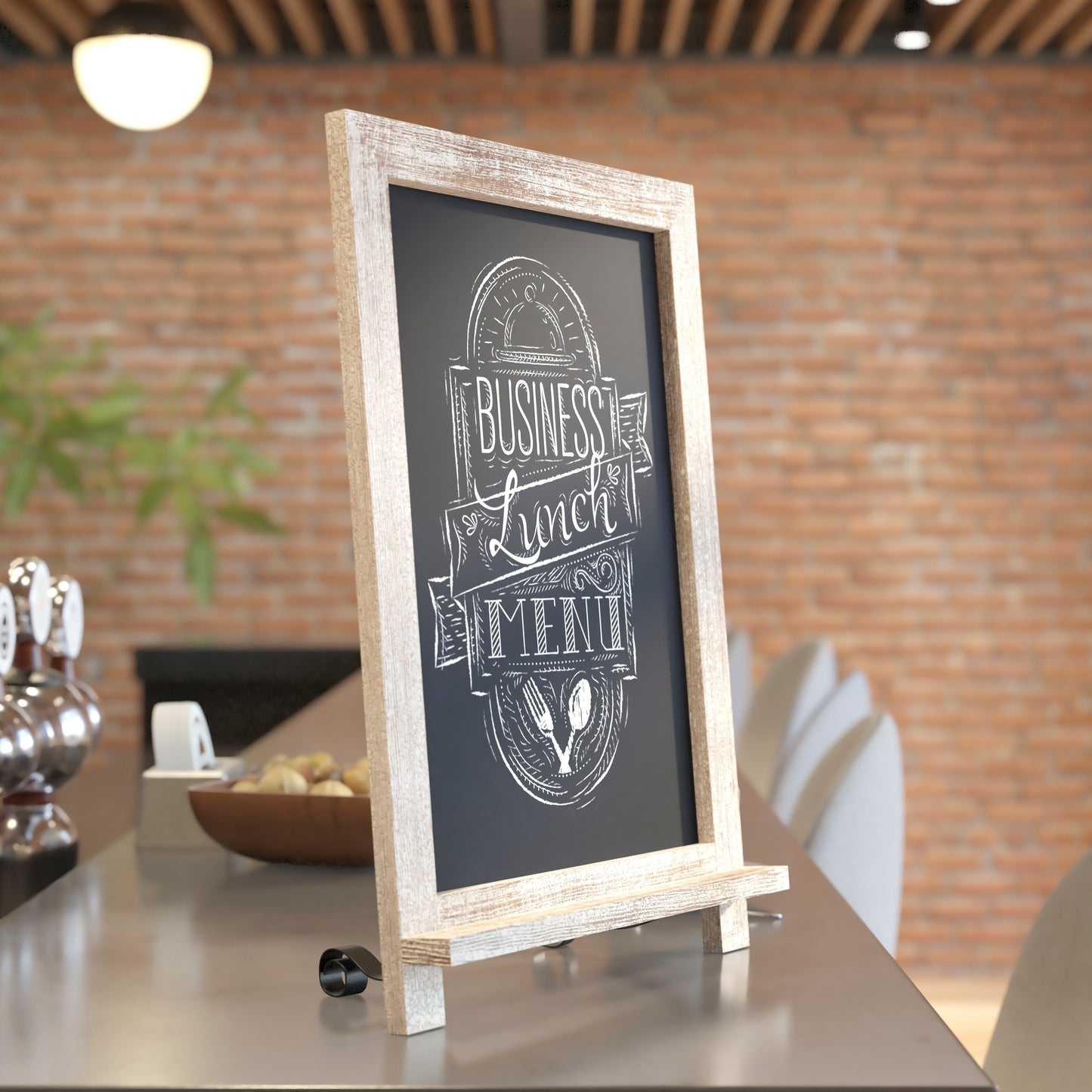 Canterbury 12" x 17" Weathered Tabletop Magnetic Chalkboards with Metal Scrolled Legs, Hanging Wall Chalkboards, Countertop Memo Boards, Set of 10 Weathered Brown