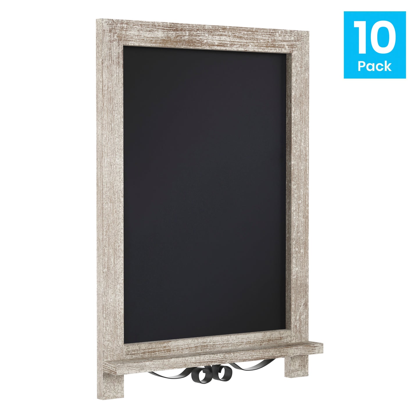 Canterbury 12" x 17" Weathered Tabletop Magnetic Chalkboards with Metal Scrolled Legs, Hanging Wall Chalkboards, Countertop Memo Boards, Set of 10 Weathered Brown