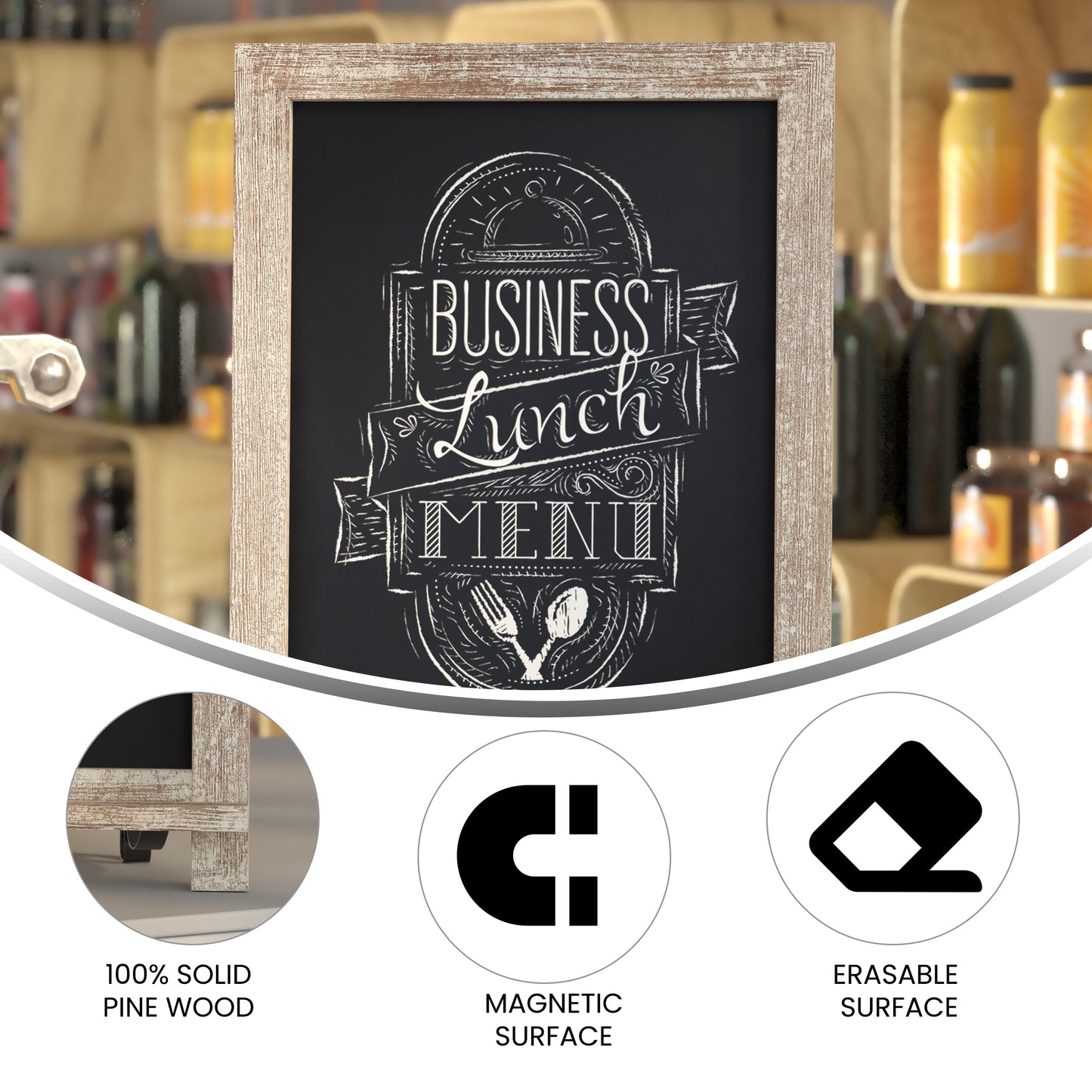 Canterbury 12" x 17" Weathered Tabletop Magnetic Chalkboards with Metal Scrolled Legs, Hanging Wall Chalkboards, Countertop Memo Boards, Set of 10 Weathered Brown
