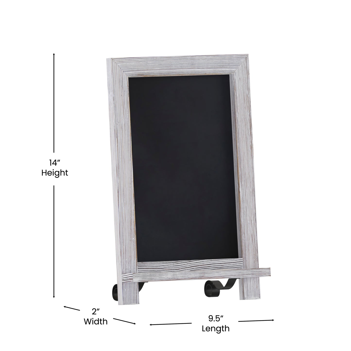 Canterbury 9.5" x 14" Whitewashed Tabletop Magnetic Chalkboards with Metal Scrolled Legs, Hanging Wall Chalkboards, Countertop Memo Boards, Set of 10 White Wash