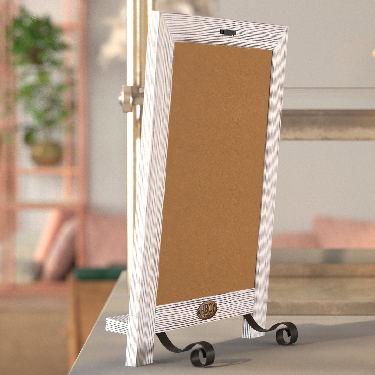 Canterbury 9.5" x 14" Whitewashed Tabletop Magnetic Chalkboards with Metal Scrolled Legs, Hanging Wall Chalkboards, Countertop Memo Boards, Set of 10 White Wash