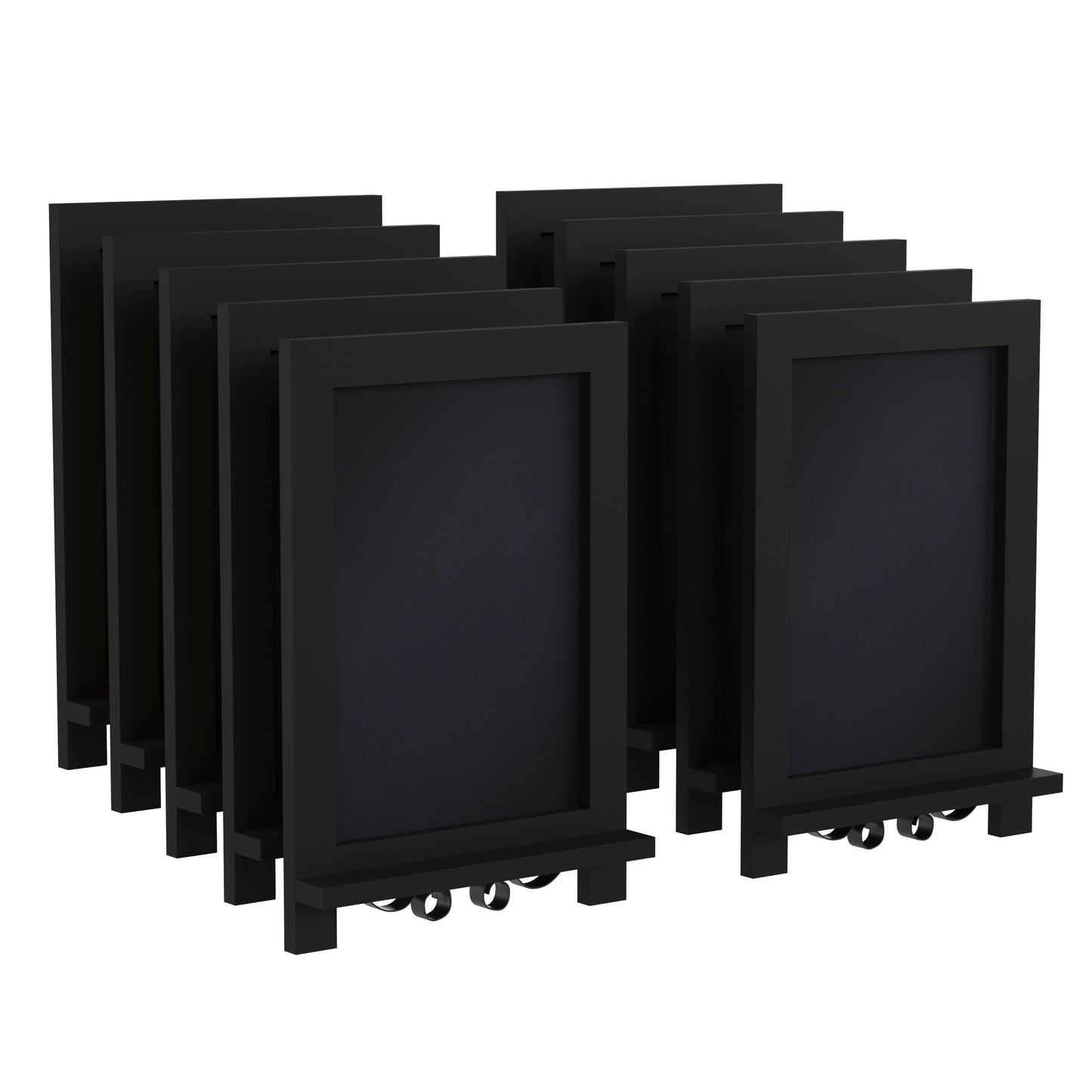 Canterbury 9.5" x 14" Black Tabletop Magnetic Chalkboards with Metal Scrolled Legs, Hanging Wall Chalkboards, Countertop Memo Boards, Set of 10 Black