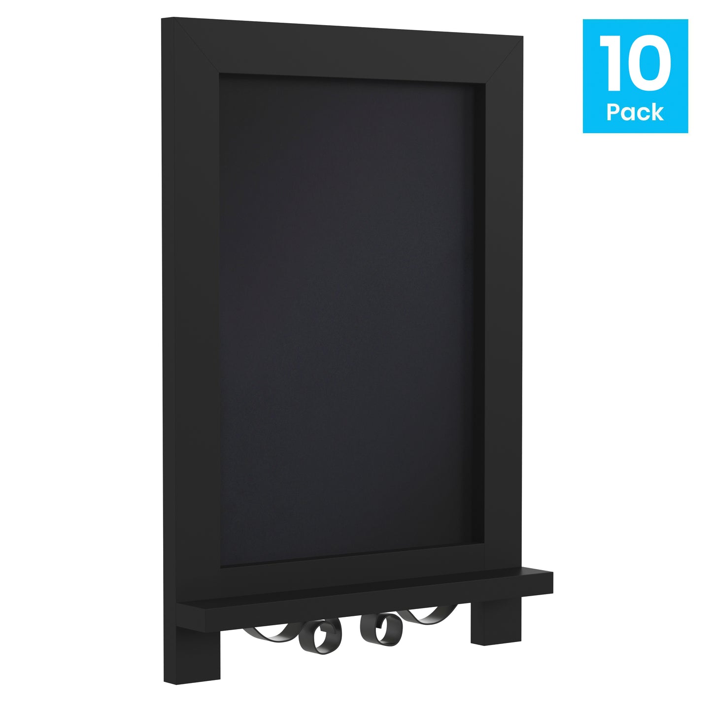 Canterbury 9.5" x 14" Black Tabletop Magnetic Chalkboards with Metal Scrolled Legs, Hanging Wall Chalkboards, Countertop Memo Boards, Set of 10 Black