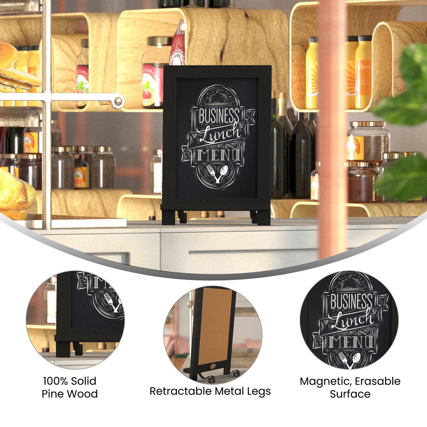 Canterbury 9.5" x 14" Black Tabletop Magnetic Chalkboards with Metal Scrolled Legs, Hanging Wall Chalkboards, Countertop Memo Boards, Set of 10 Black