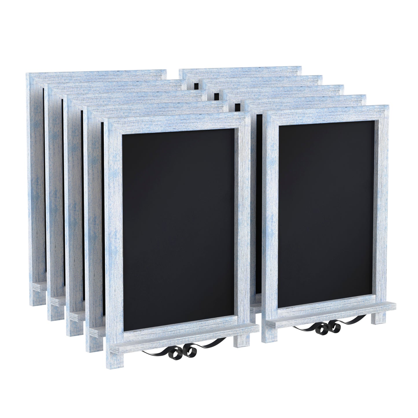 Canterbury 12" x 17" Rustic Blue Tabletop Magnetic Chalkboards with Metal Scrolled Legs, Hanging Wall Chalkboards, Countertop Memo Boards, Set of 10 Rustic Blue
